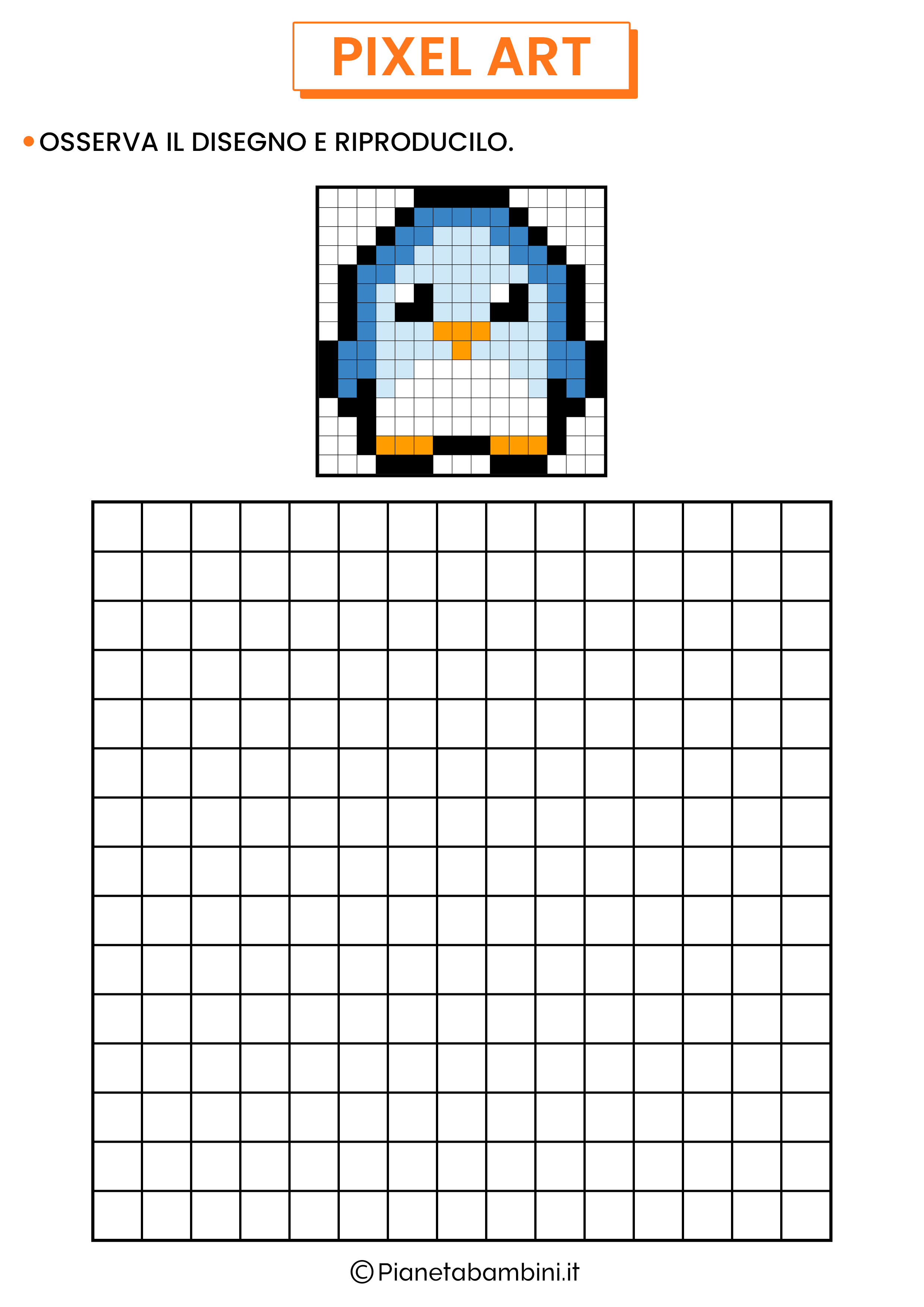 Disegno pixel art pinguino