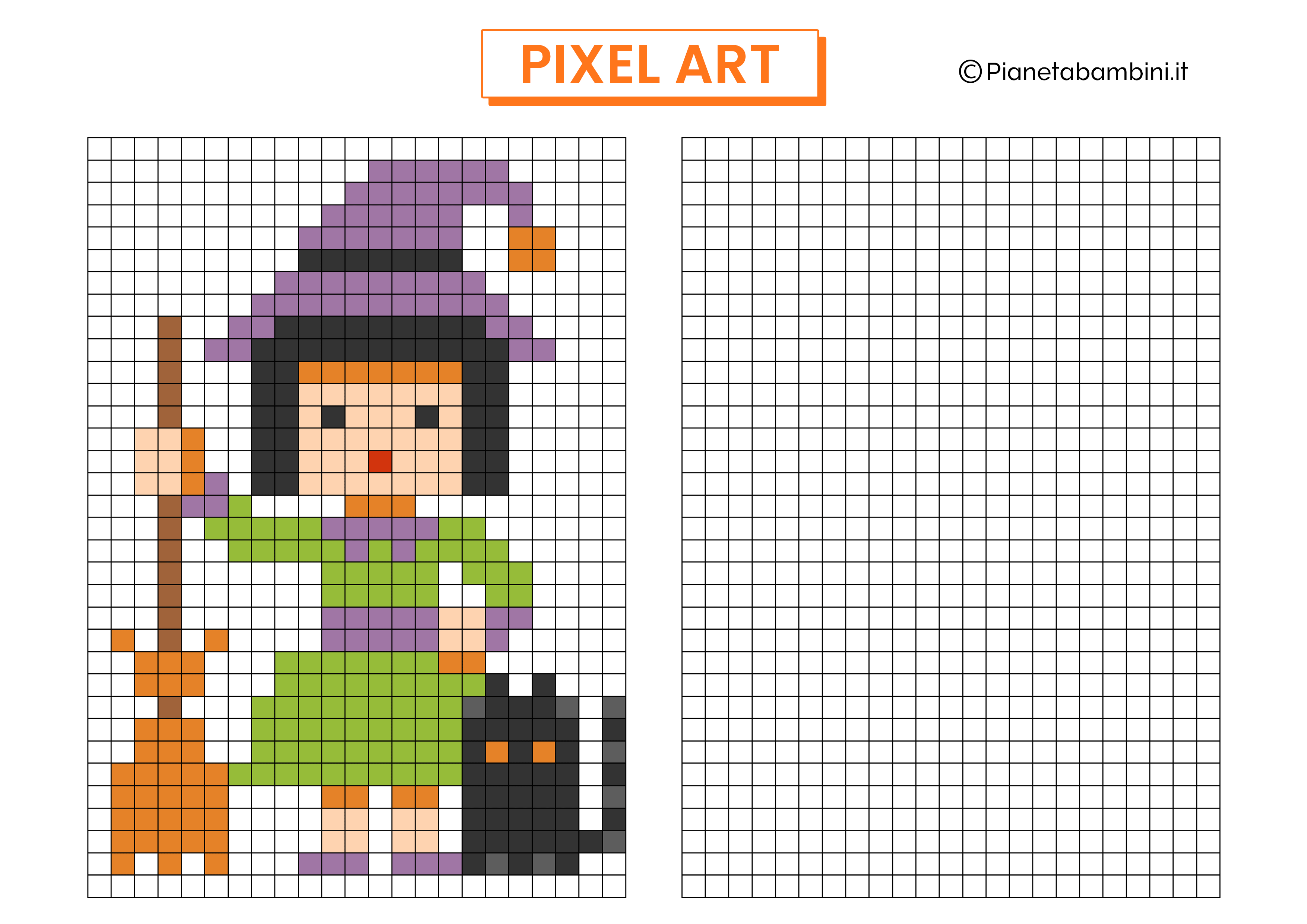 Pixel Art Befana Da Copiare e stampare
