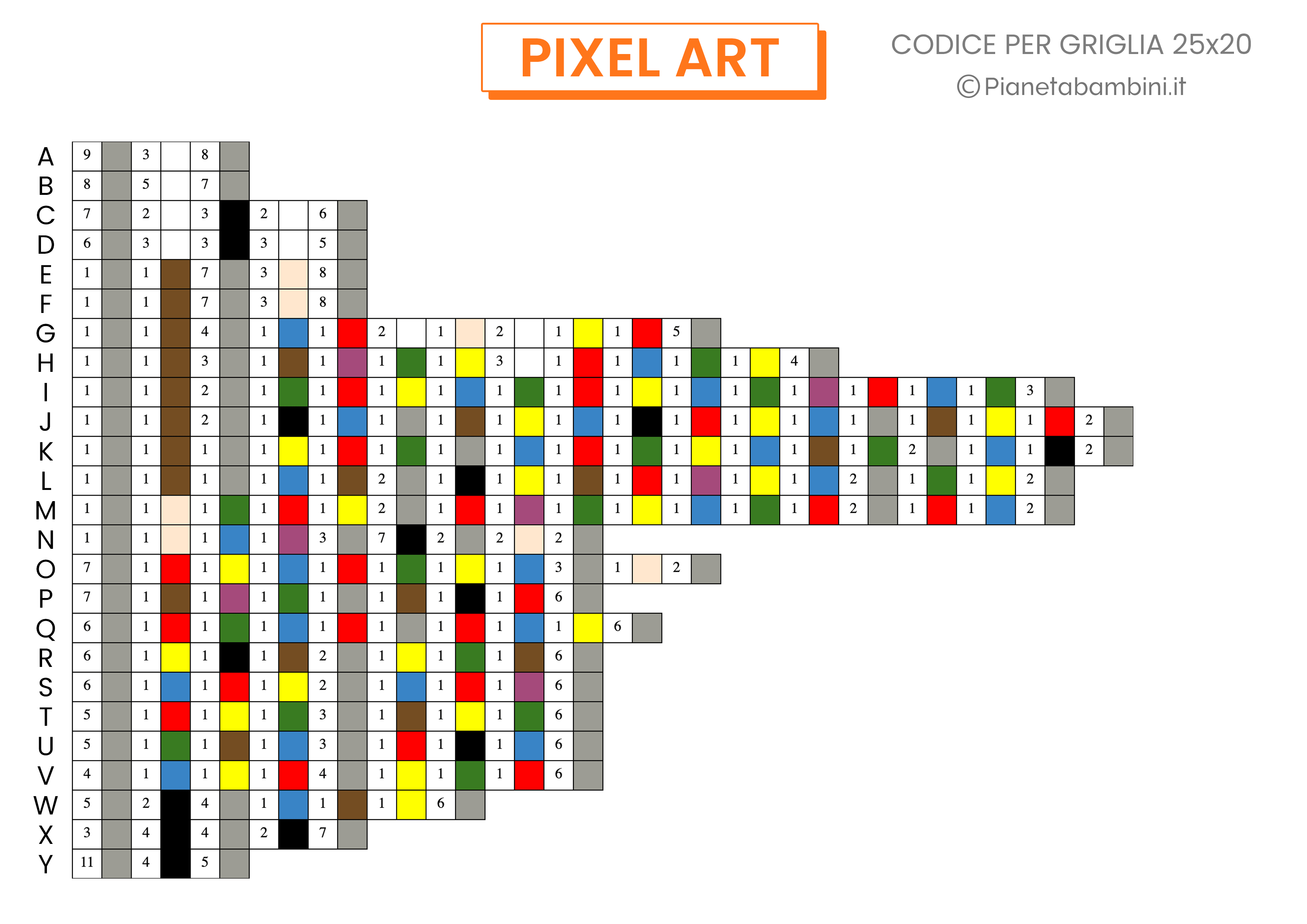 Schede Pixel Art Carnevale Codice Difficile 01