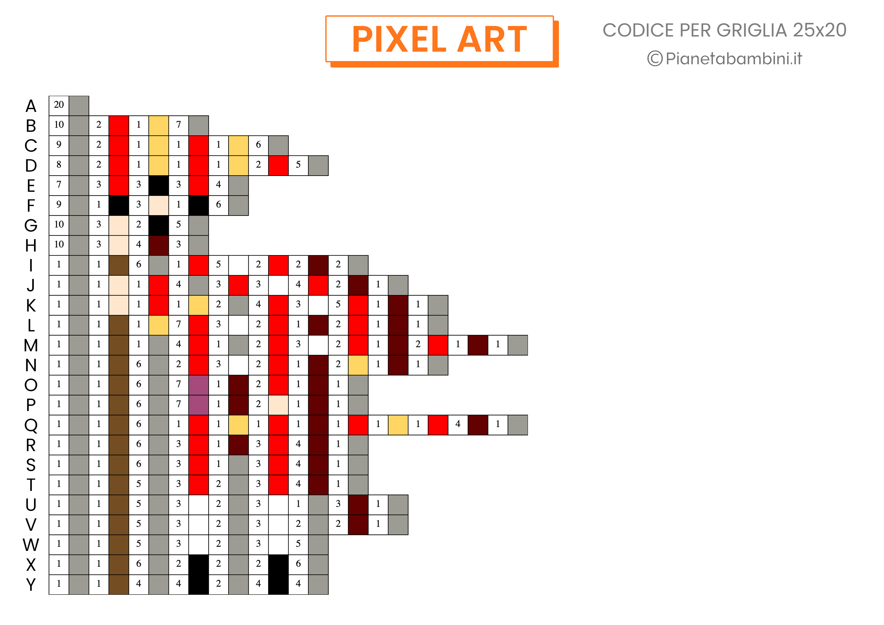 Schede Pixel Art Carnevale Codice Difficile 03