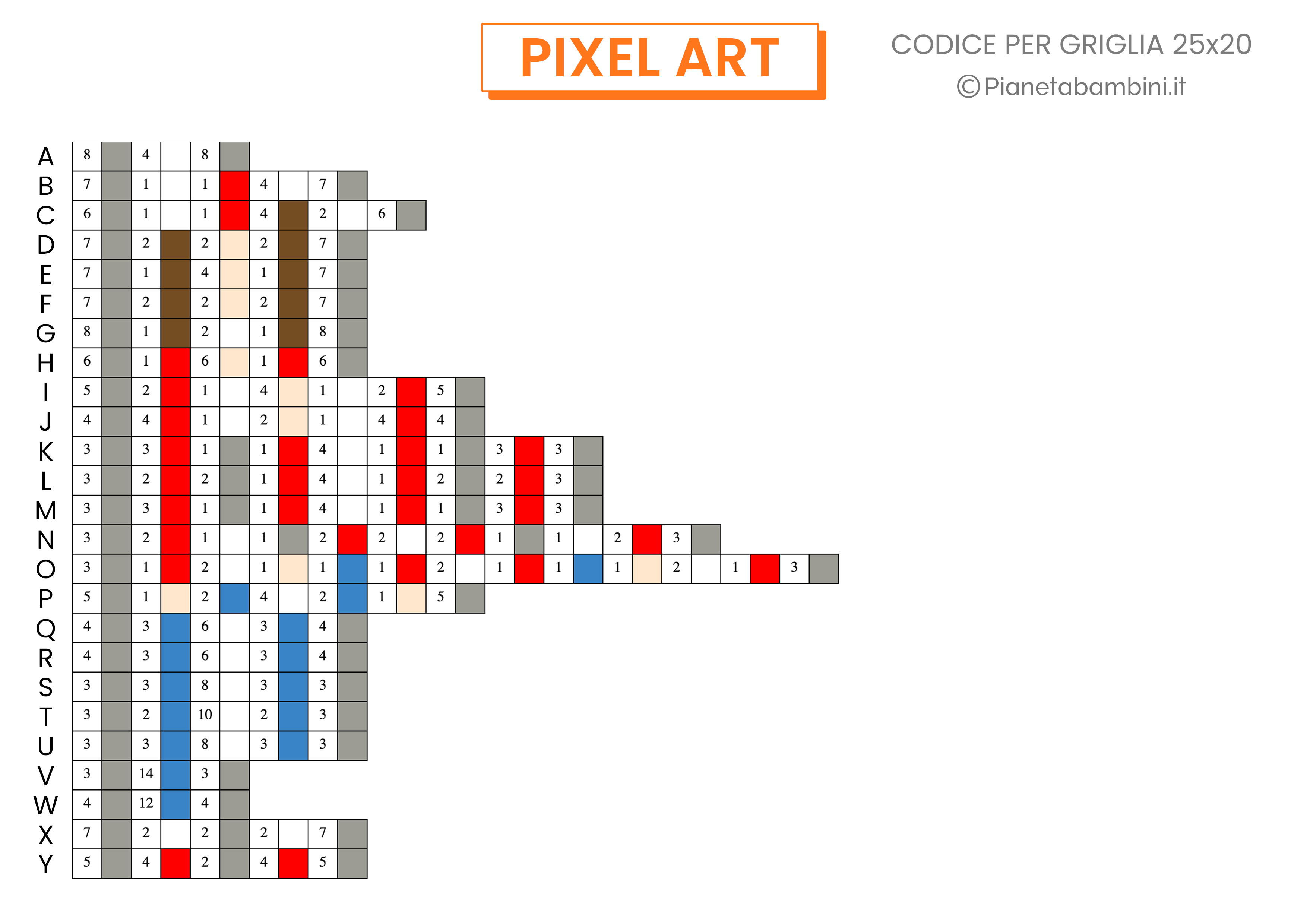 Schede Pixel Art Carnevale Codice Difficile 04