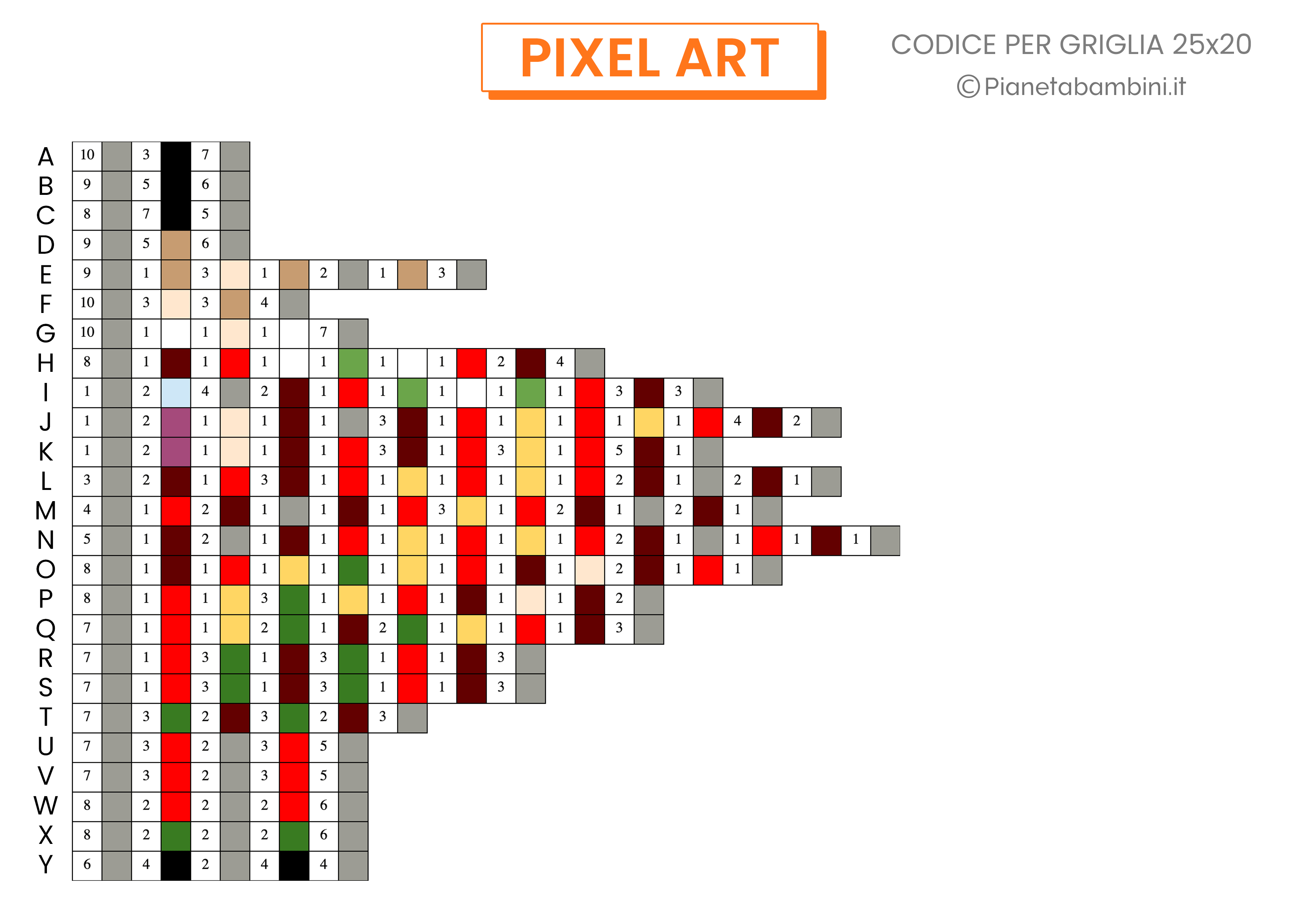 Schede Pixel Art Carnevale Codice Difficile 05