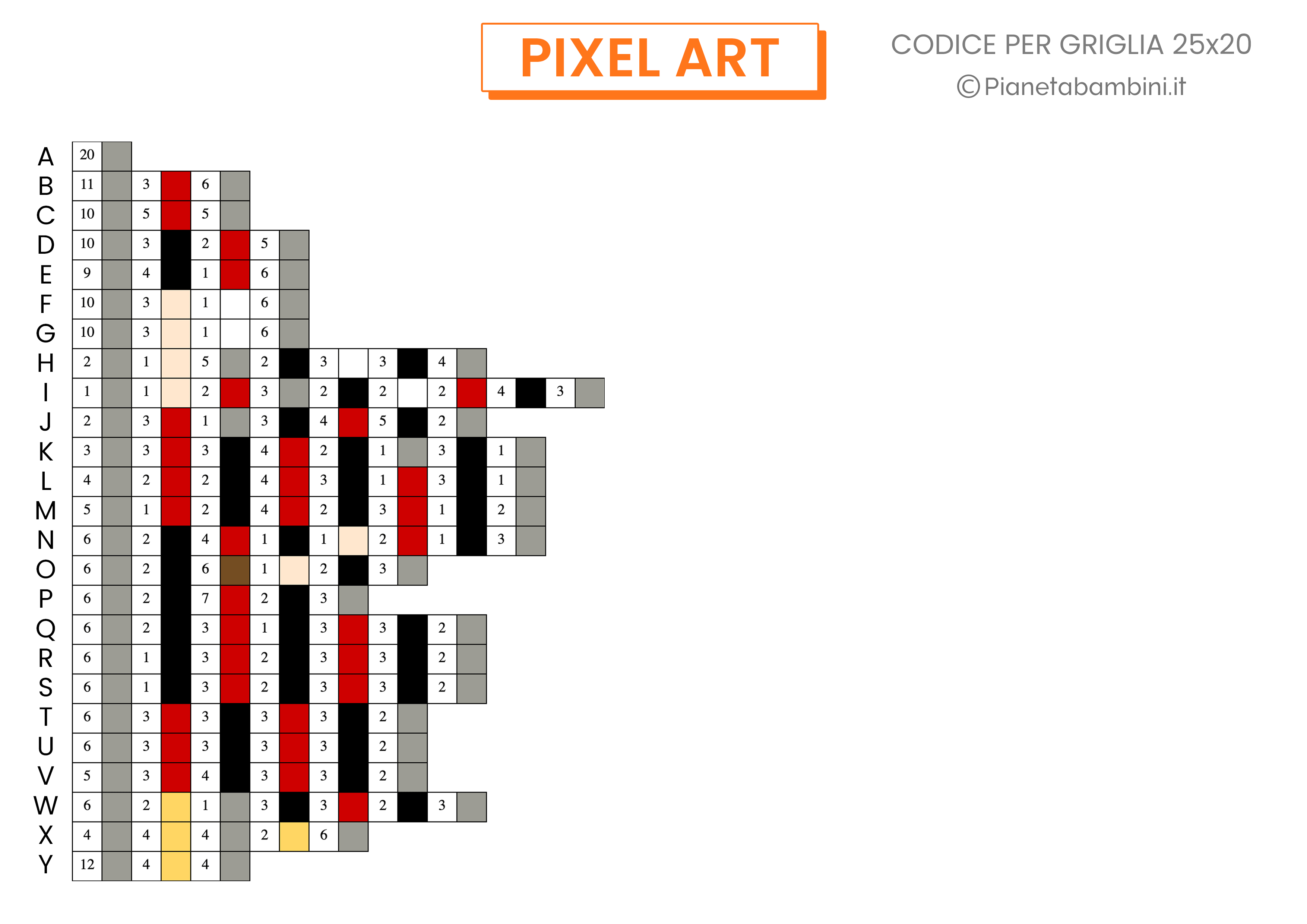 Schede Pixel Art Carnevale Codice Difficile 06