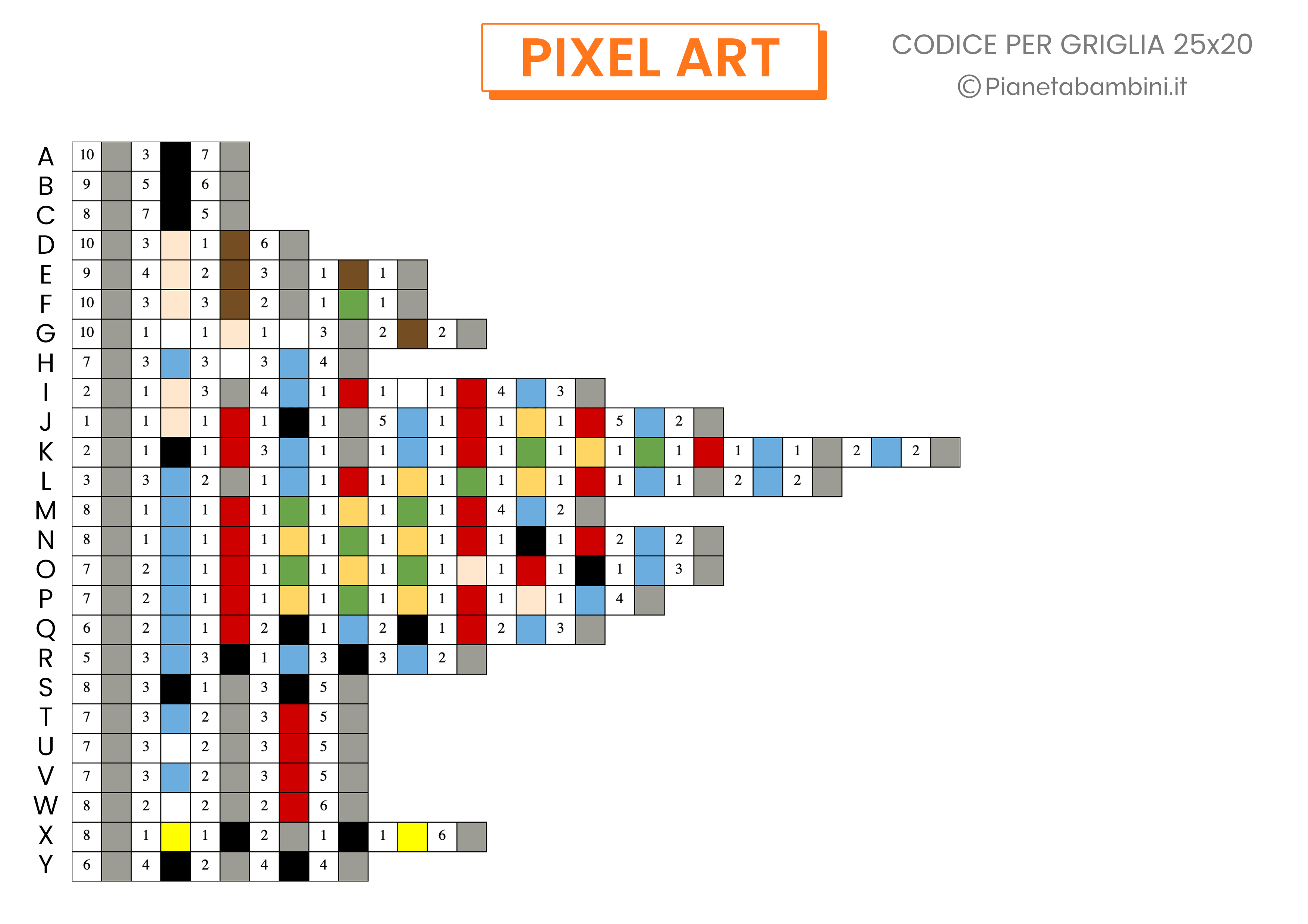 Schede Pixel Art Carnevale Codice Difficile 07