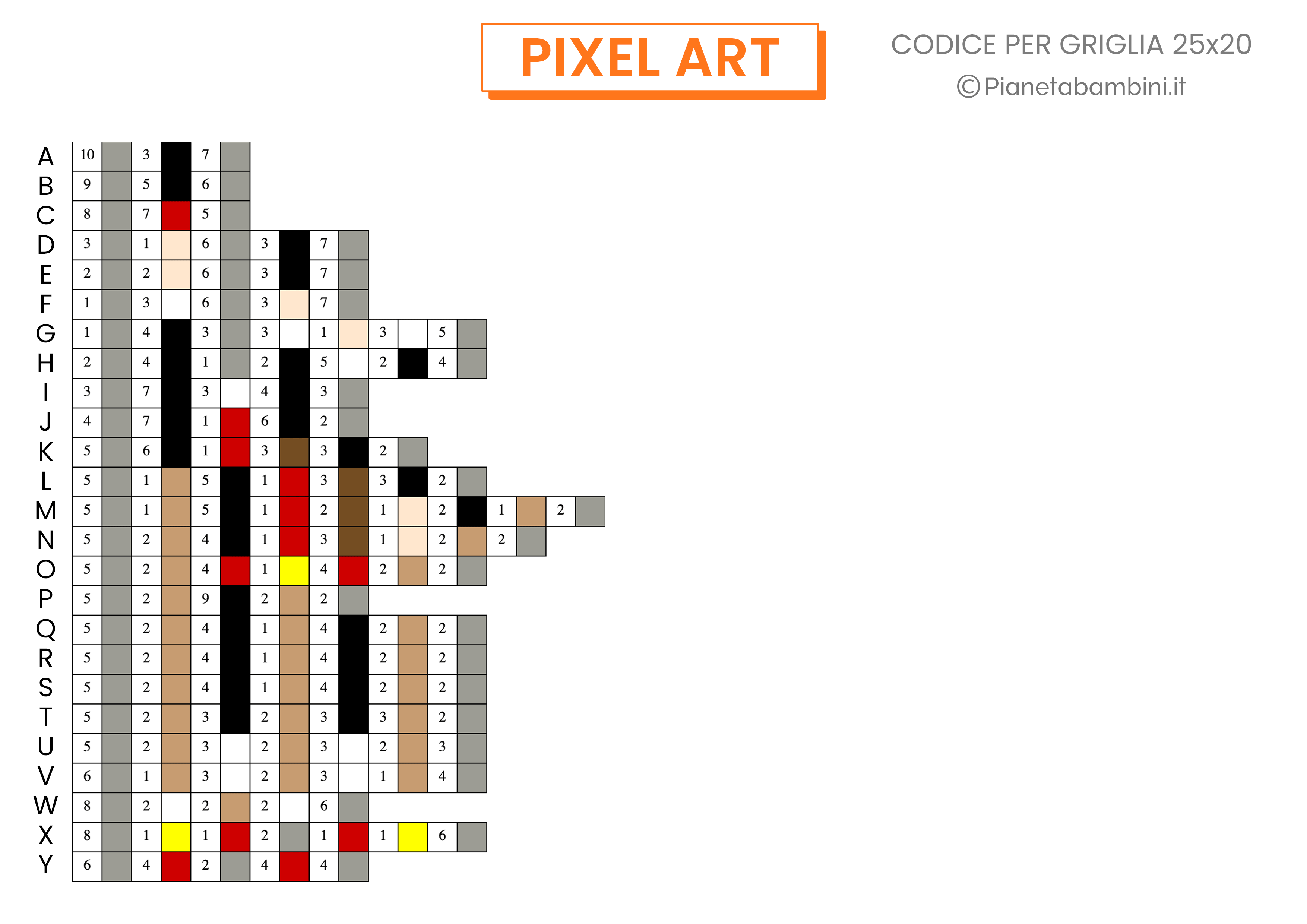 Schede Pixel Art Carnevale Codice Difficile 09