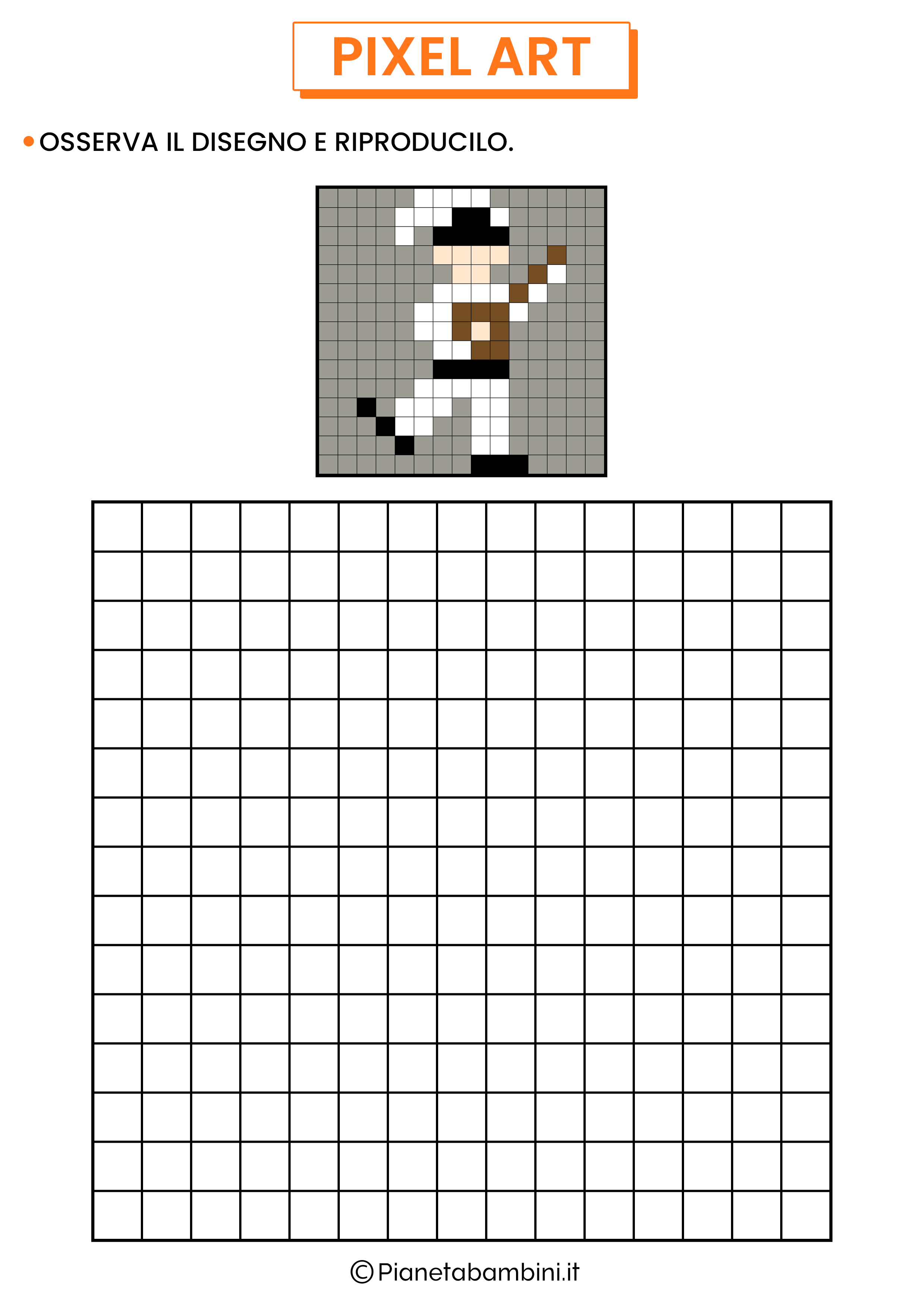 Schema Pixel Art Pulcinella 15x15