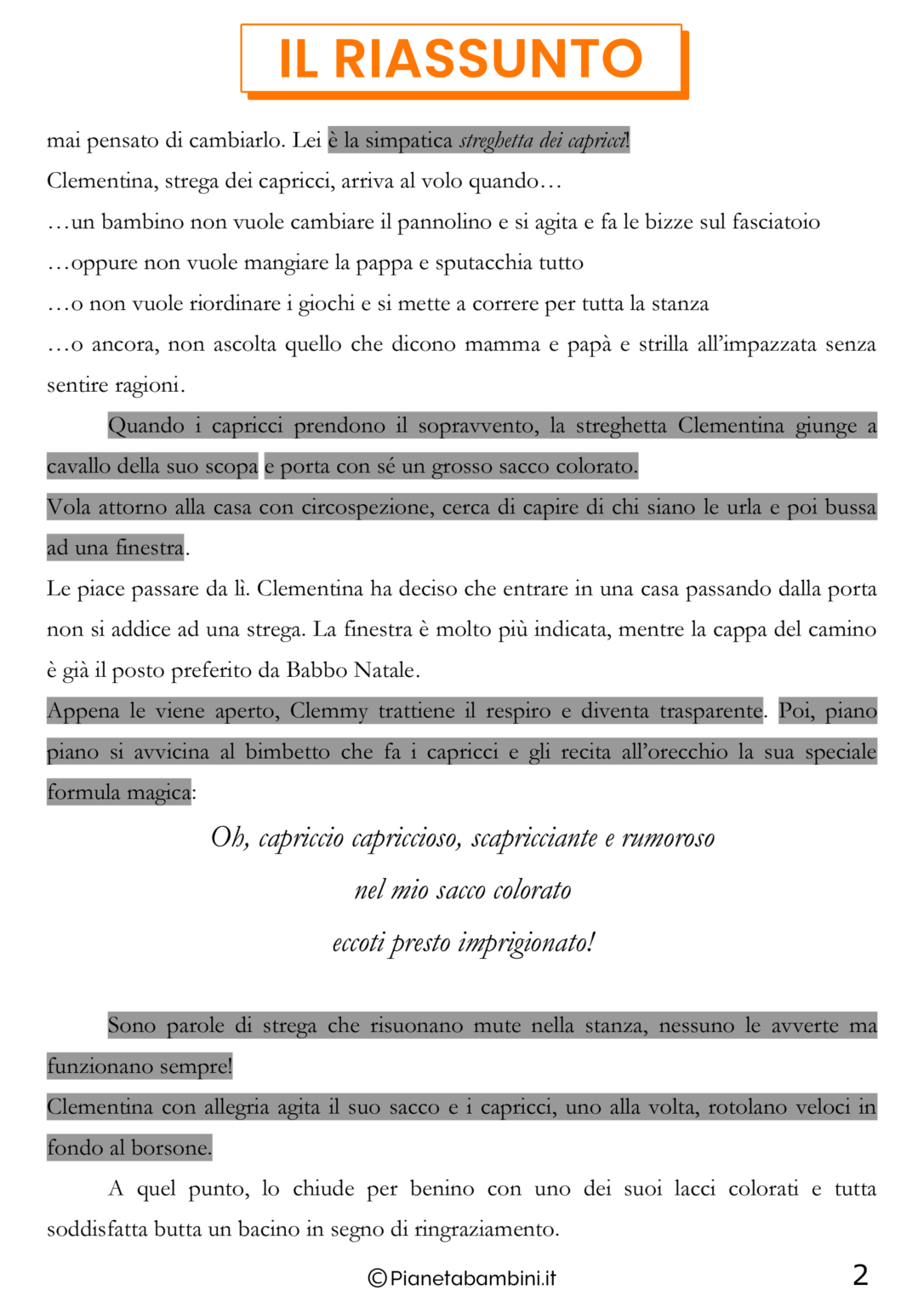 Il Riassunto Schede Didattiche Per La Scuola Primaria Pianetabambiniit 0073