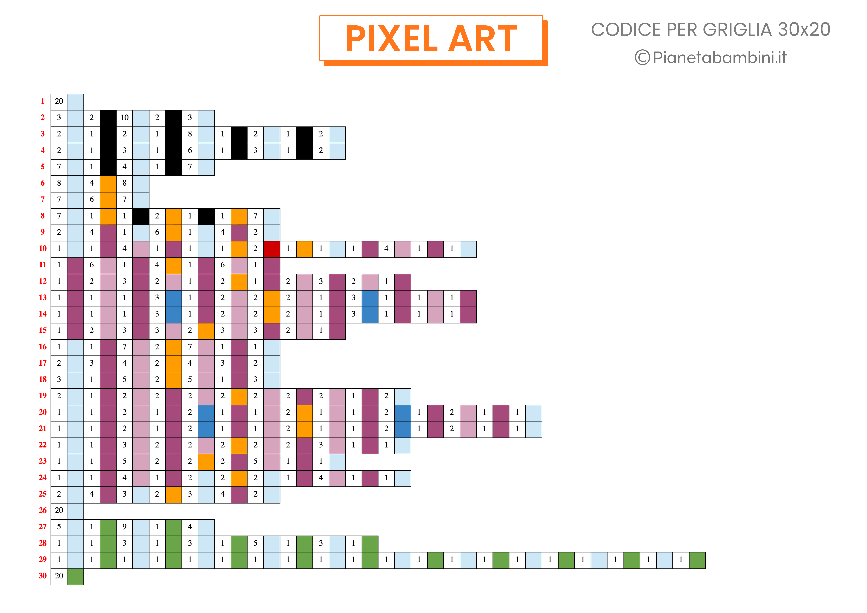 Schema Pixel Art Primavera Codice Difficile 01