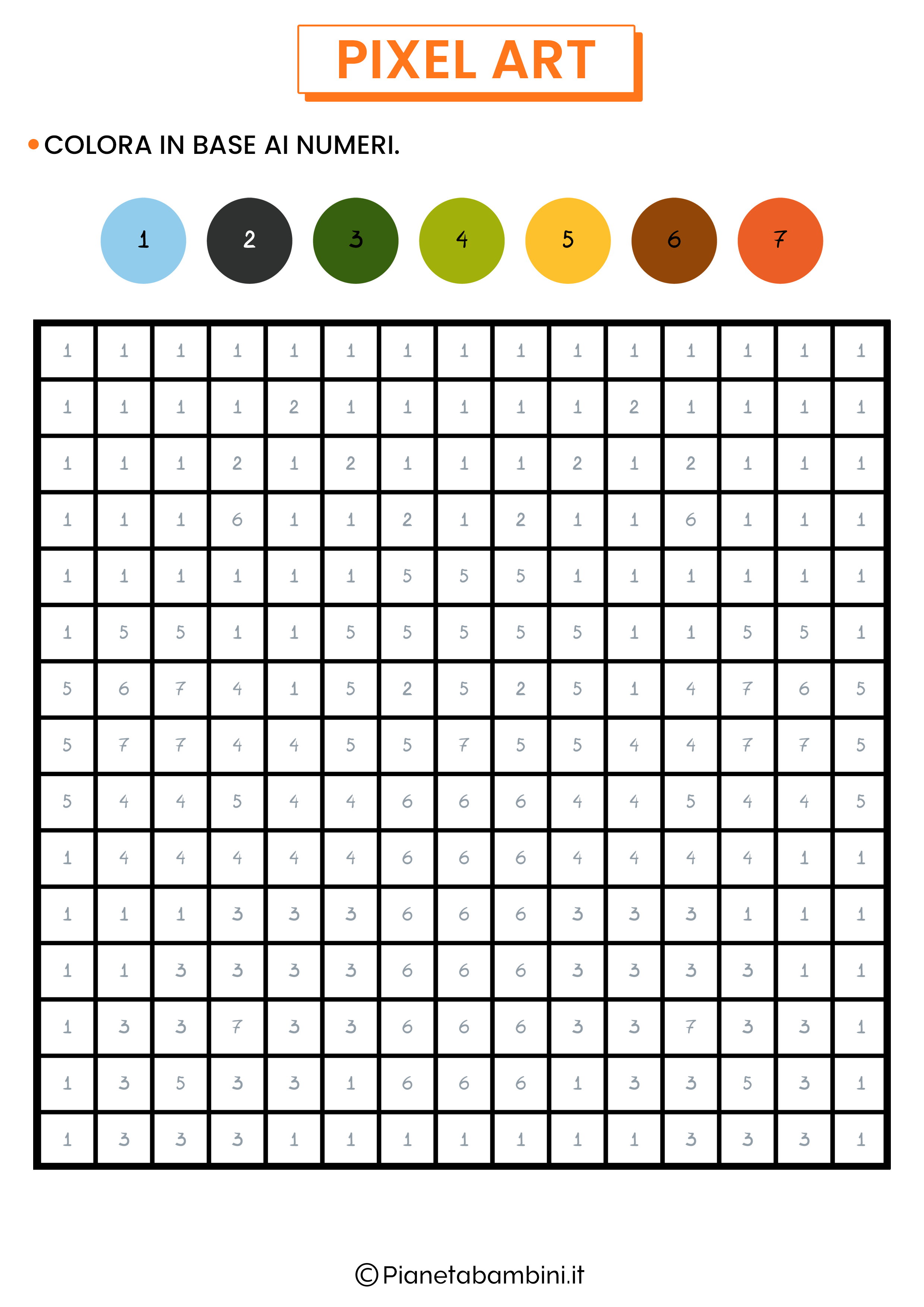 Schema Pixel Art Primavera Colora Numeri 01