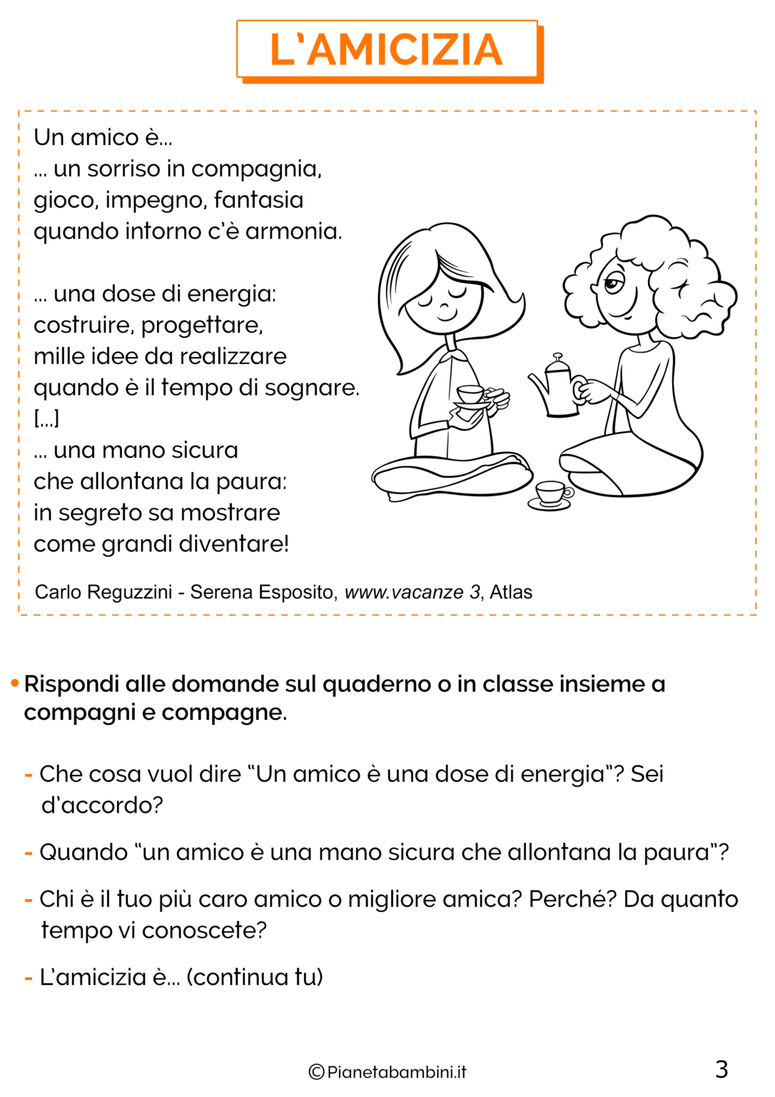 L Amicizia Schede Didattiche Per La Scuola Primaria PianetaBambini it l-amicizia-schede-didattiche-per-la-scuola-primaria-pianetabambini-it