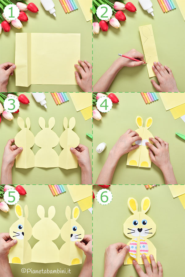 Come creare il biglietto di Pasqua con coniglietto di cartoncino