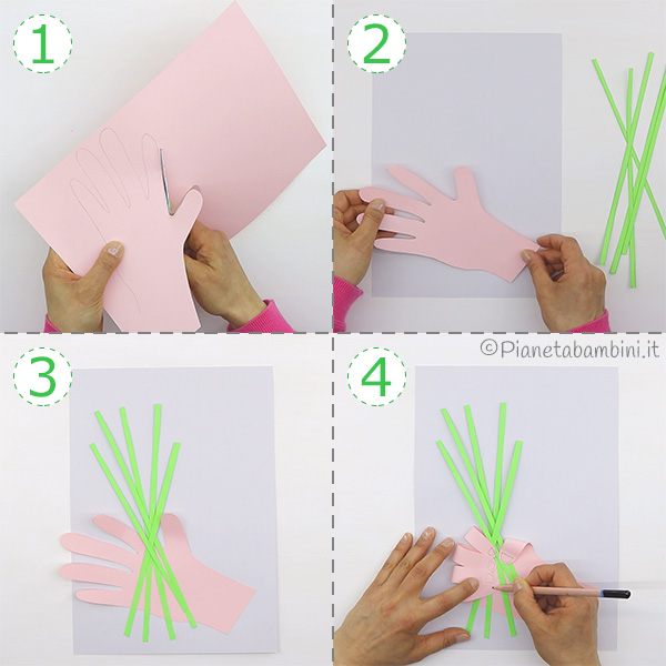 Passaggi per creare la mano con fiori di cartoncino 01
