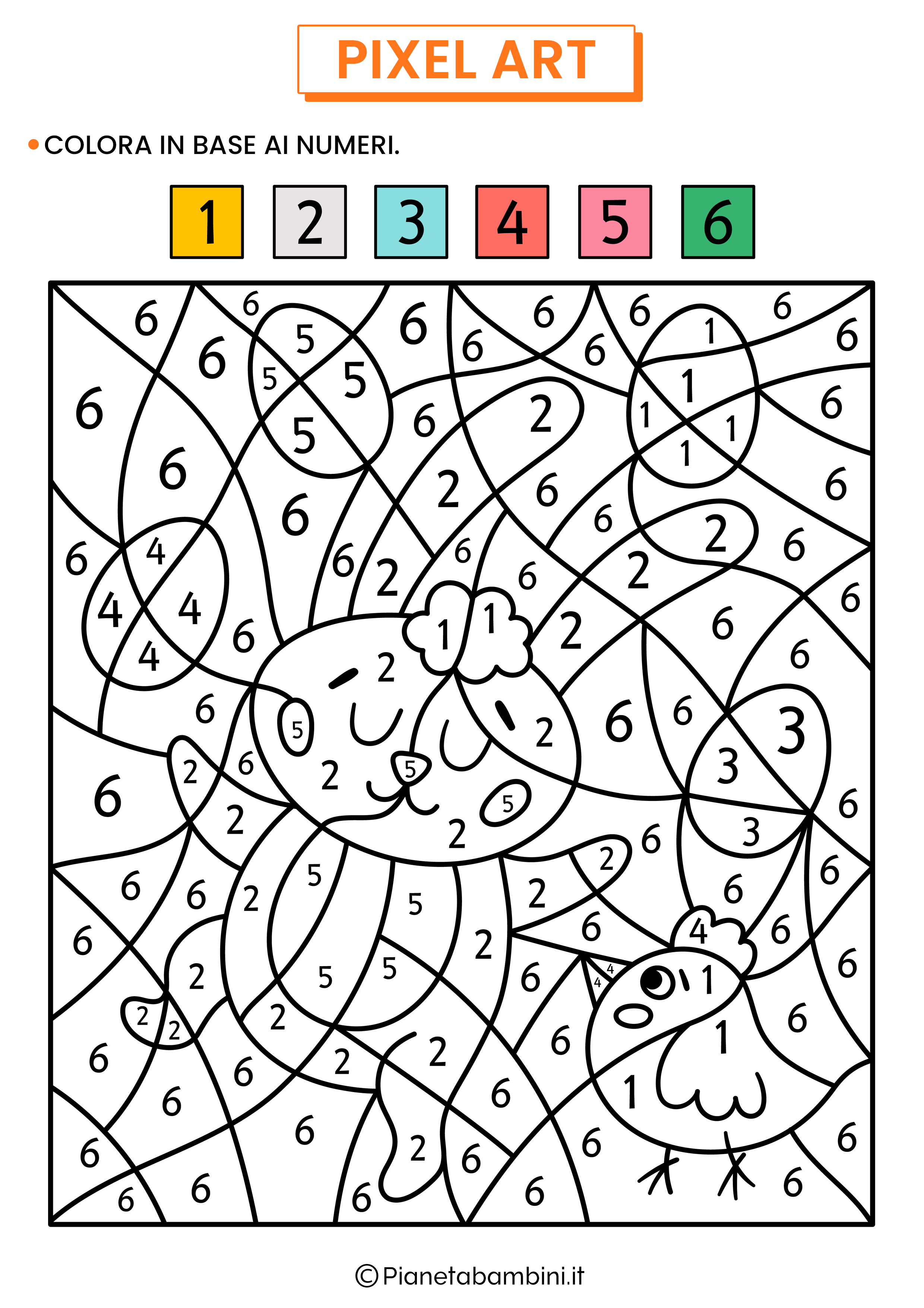 Pixel Art Pasqua Colora Numeri 02
