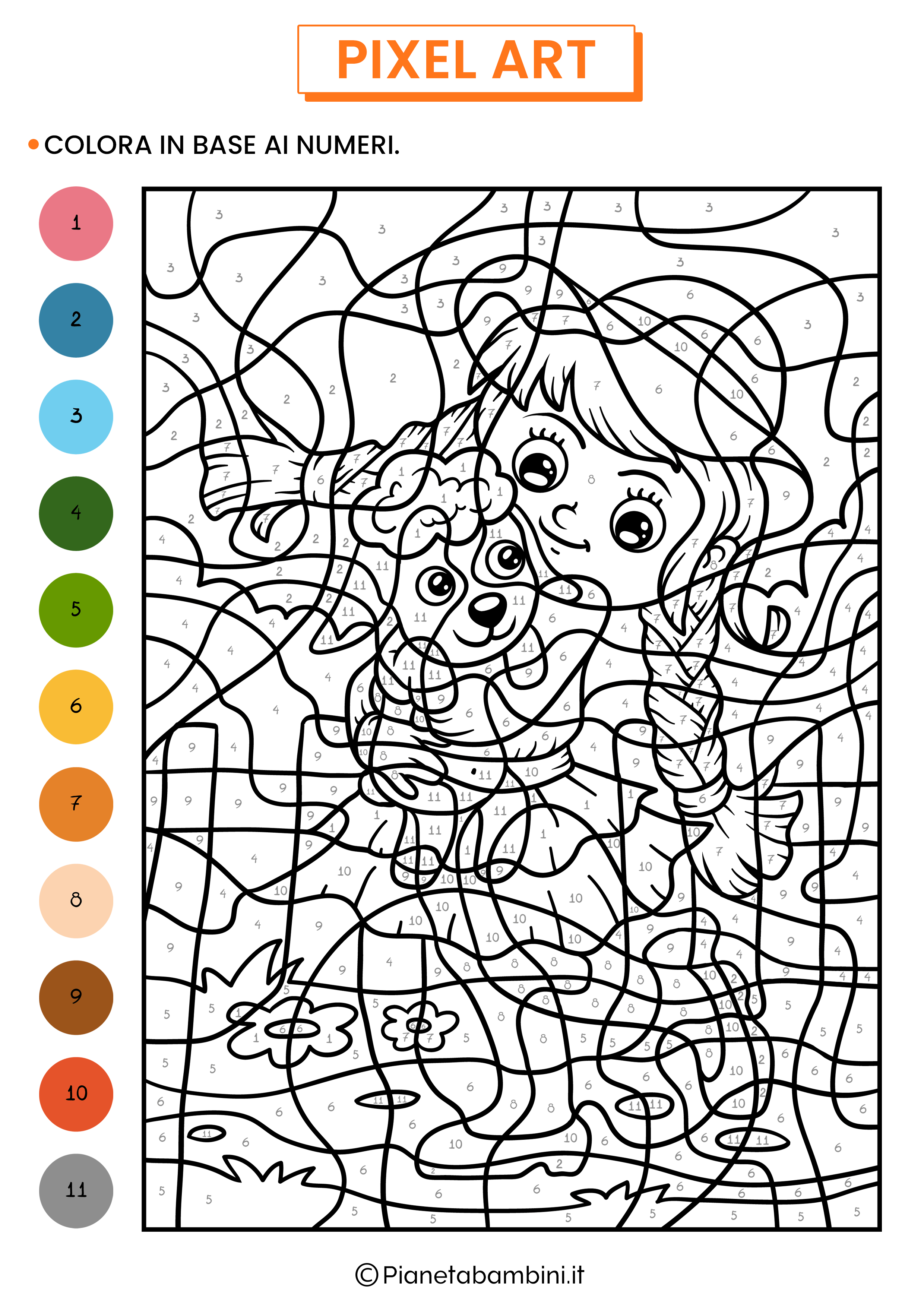 Pixel Art Pasqua Colora Numeri 03