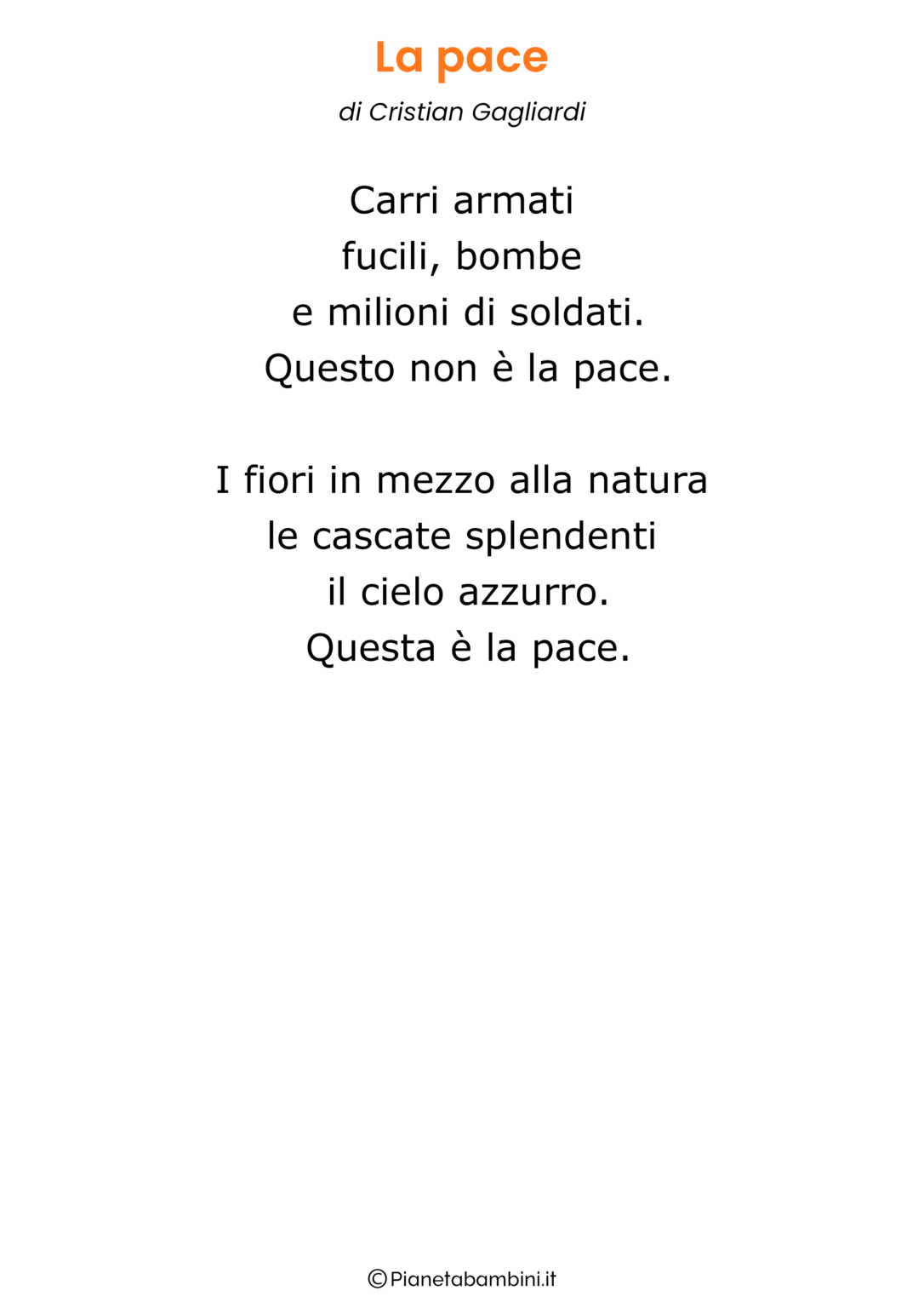 Preghiere Semplici Scritte Da Bambini Per La Pace Poesie sulla Pace Scritte da Bambini | PianetaBambini.it