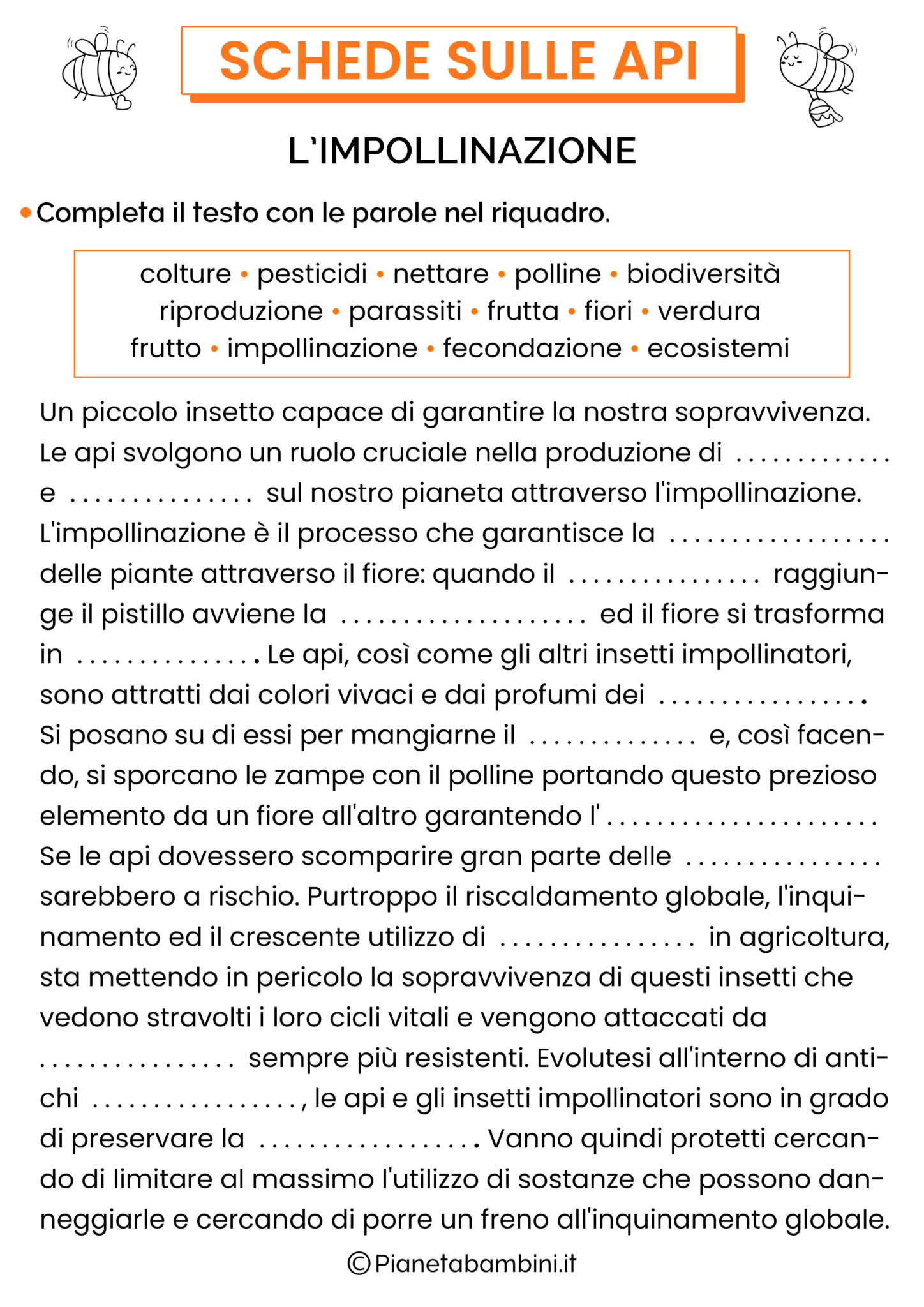 Schede Didattiche sulle Api per la Scuola Primaria