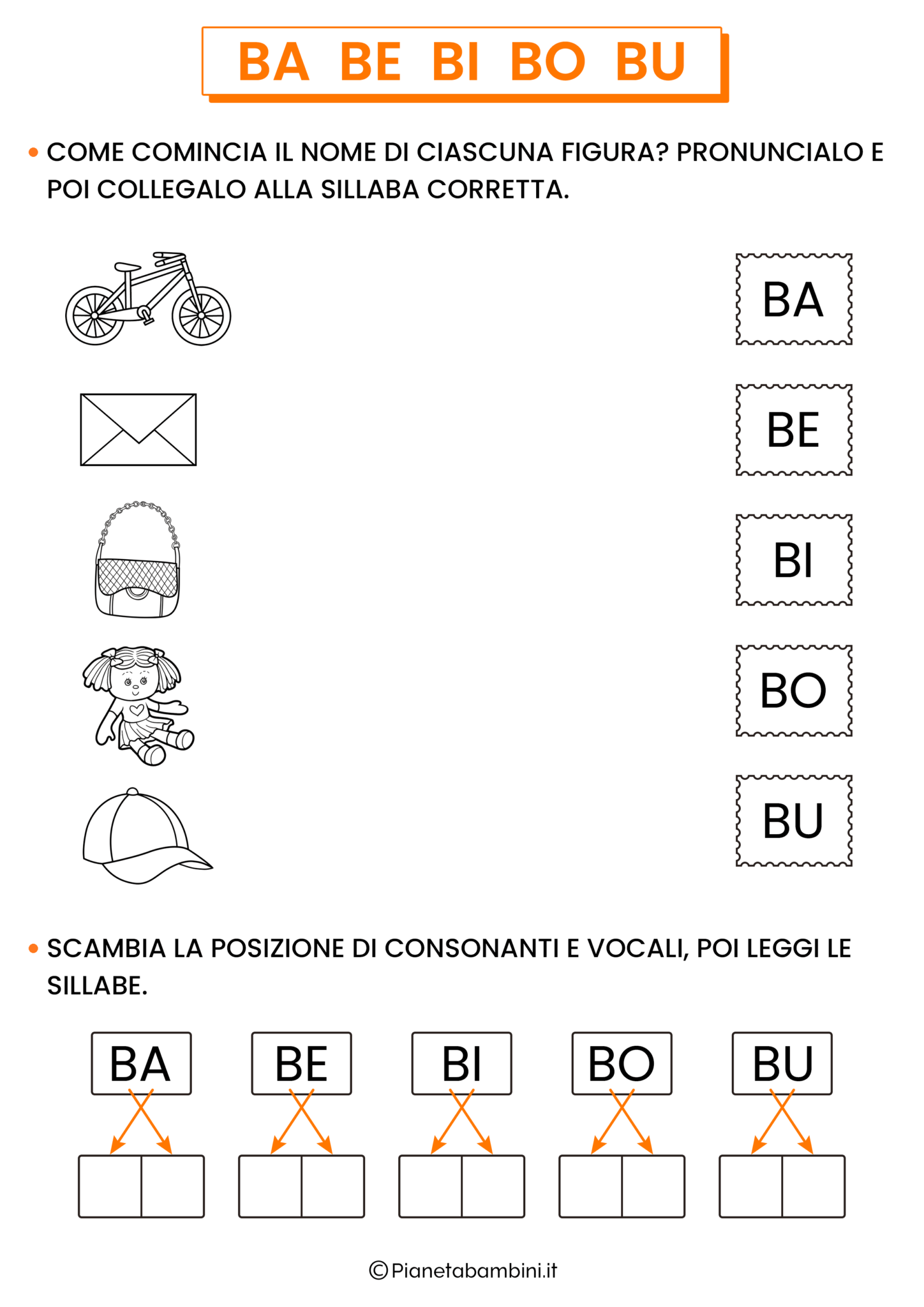 Schede Didattiche Su BA BE BI BO BU | PianetaBambini.it