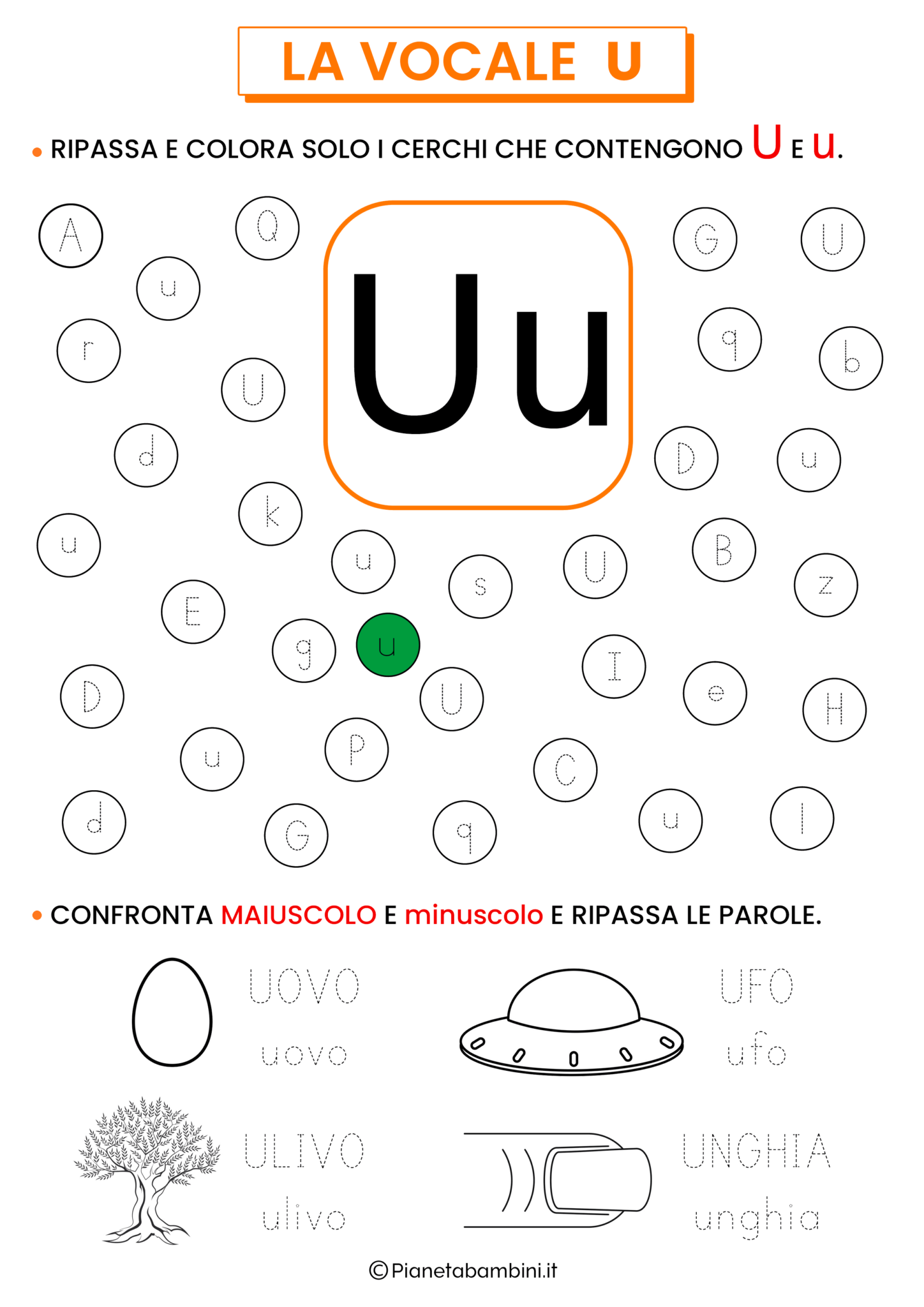 Schede Sulla Vocale U Per La Classe Prima Pianetabambini It