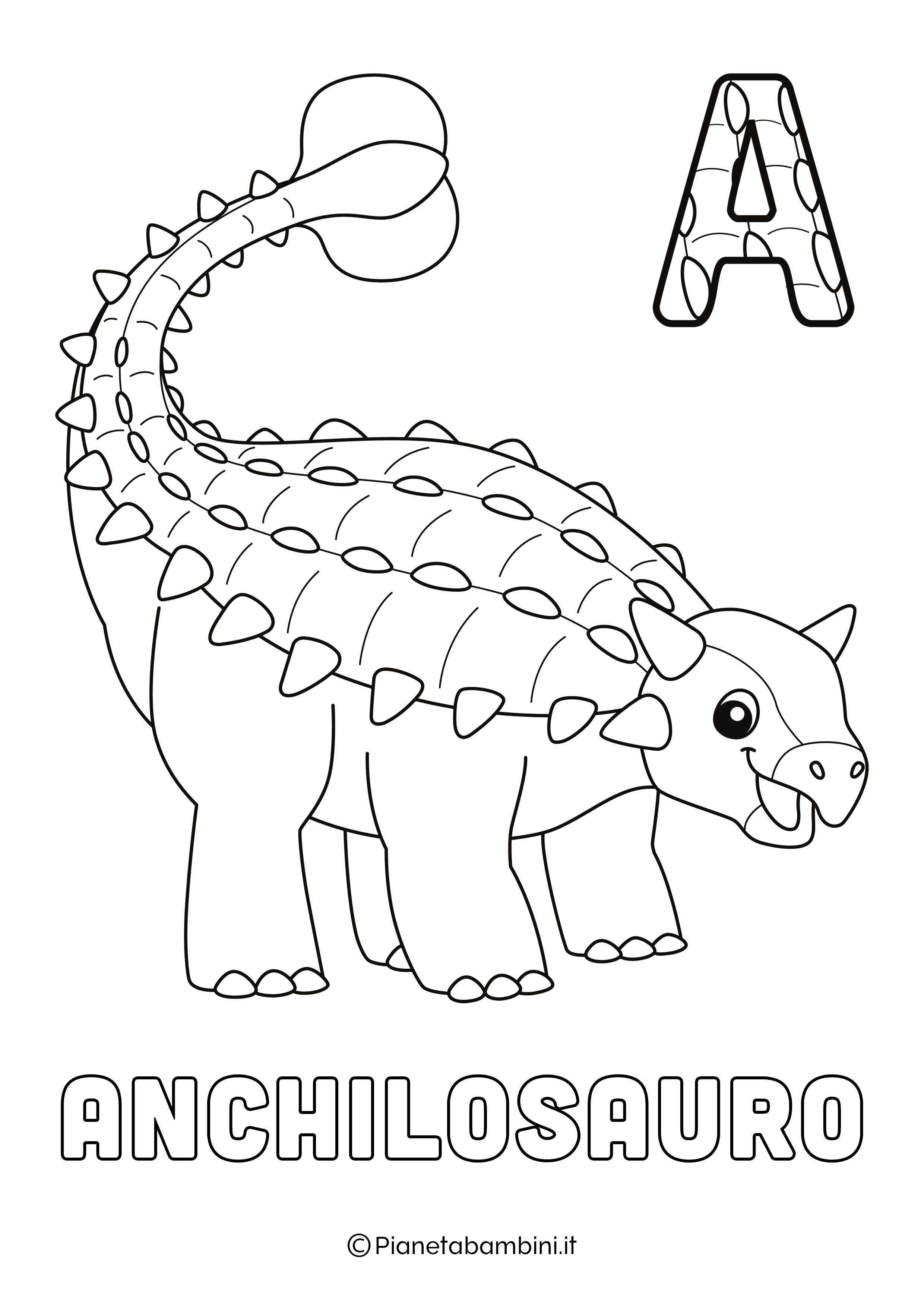 Alfabeto Dinosauri Lettera A da stampare