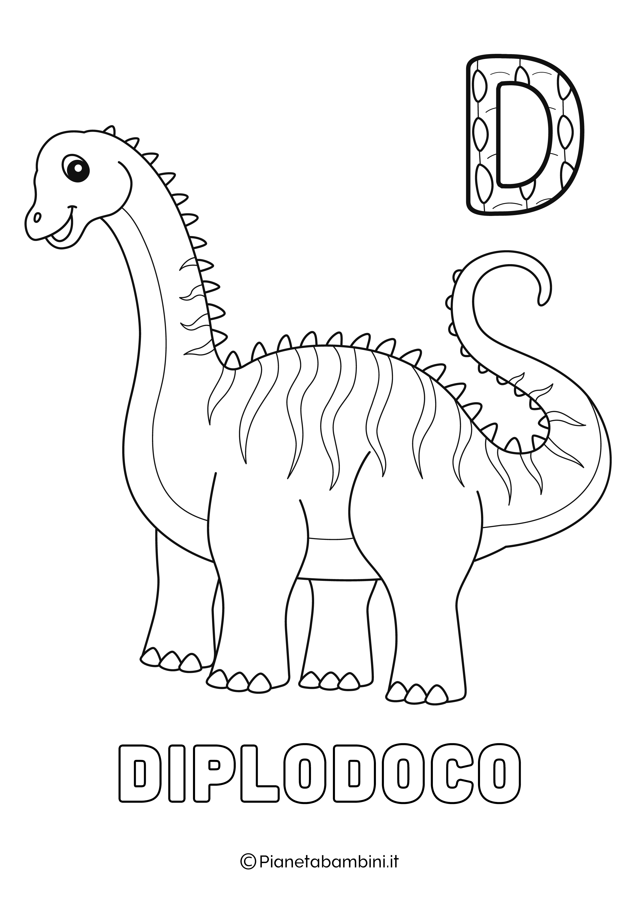 Alfabeto Dinosauri Lettera D da stampare