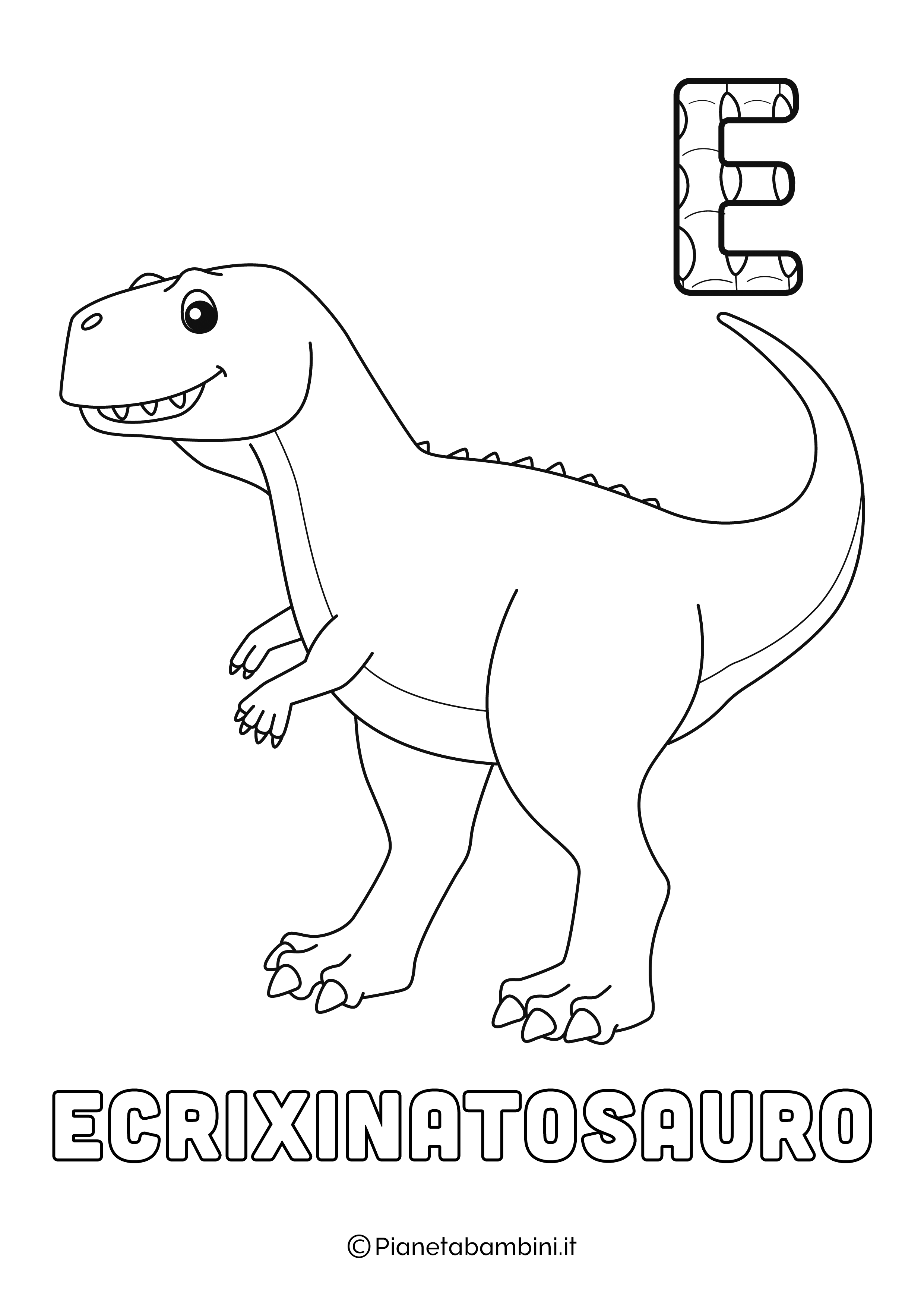 Alfabeto Dinosauri Lettera E da stampare