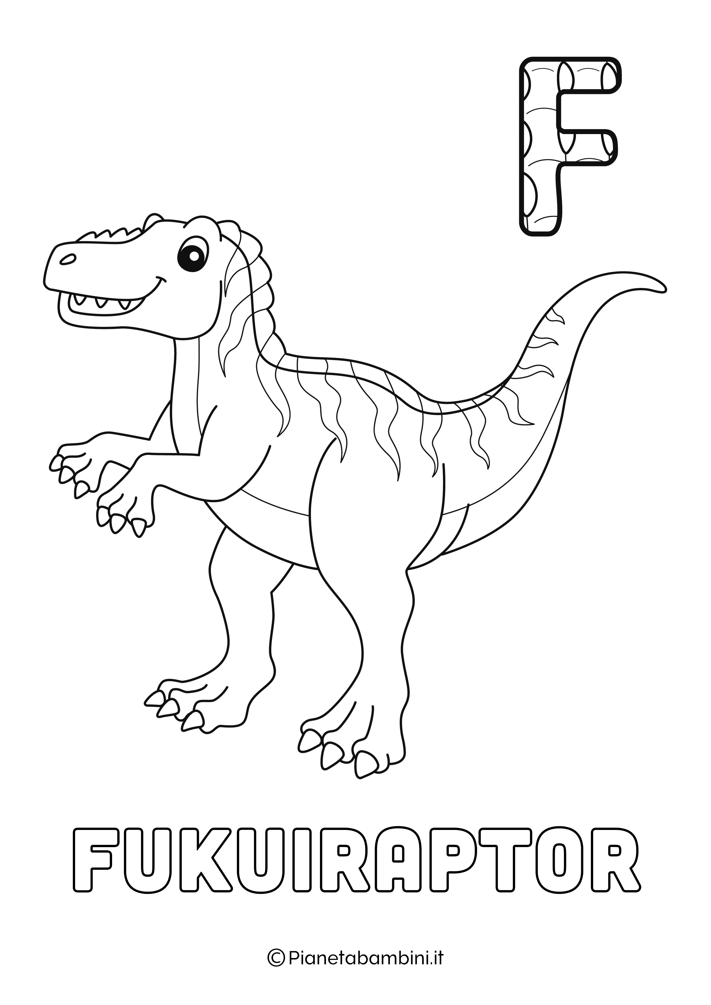 Alfabeto Dinosauri Lettera F da stampare