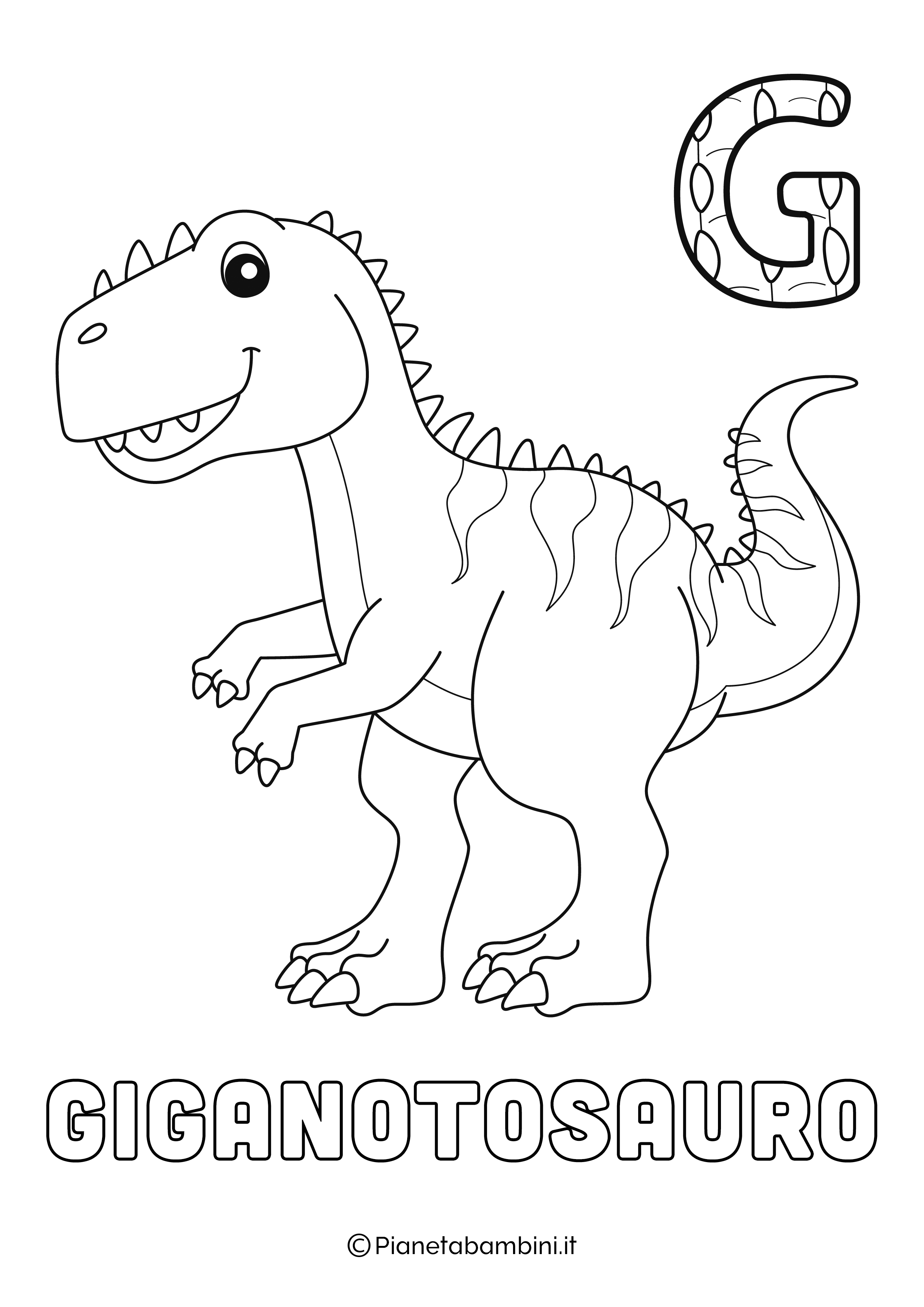 Alfabeto Dinosauri Lettera G da stampare