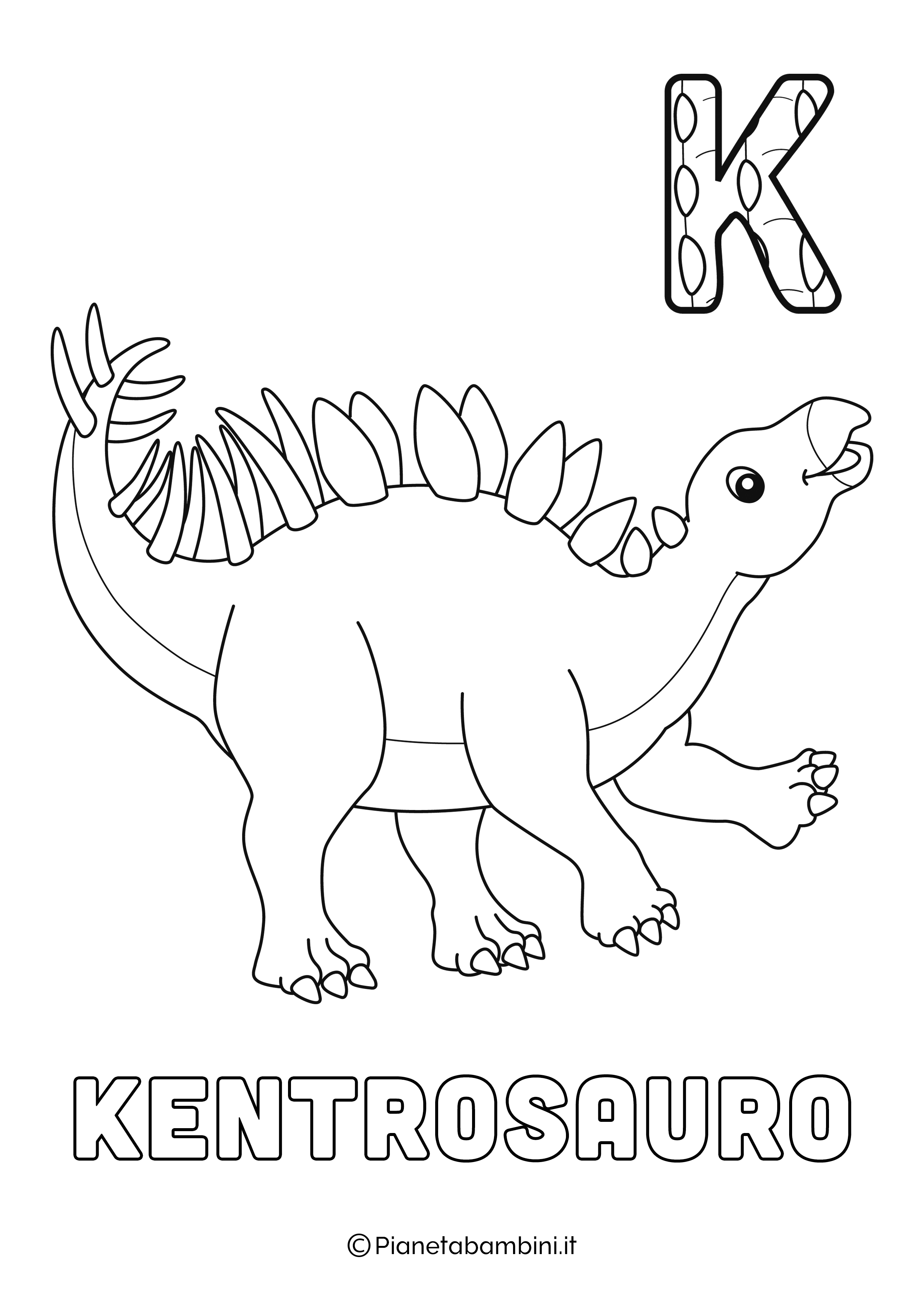 Alfabeto Dinosauri Lettera K da stampare