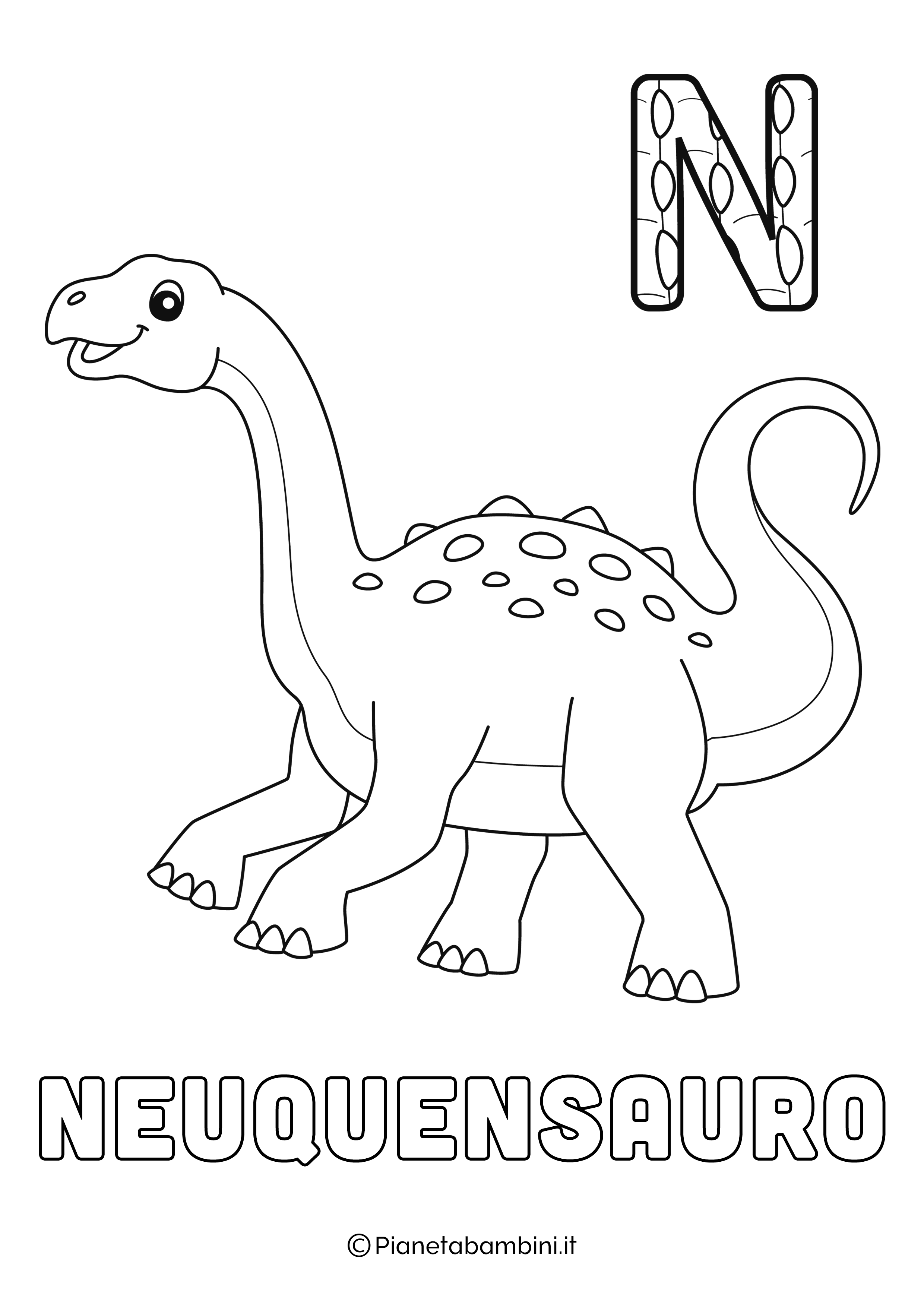 Alfabeto Dinosauri Lettera N da stampare