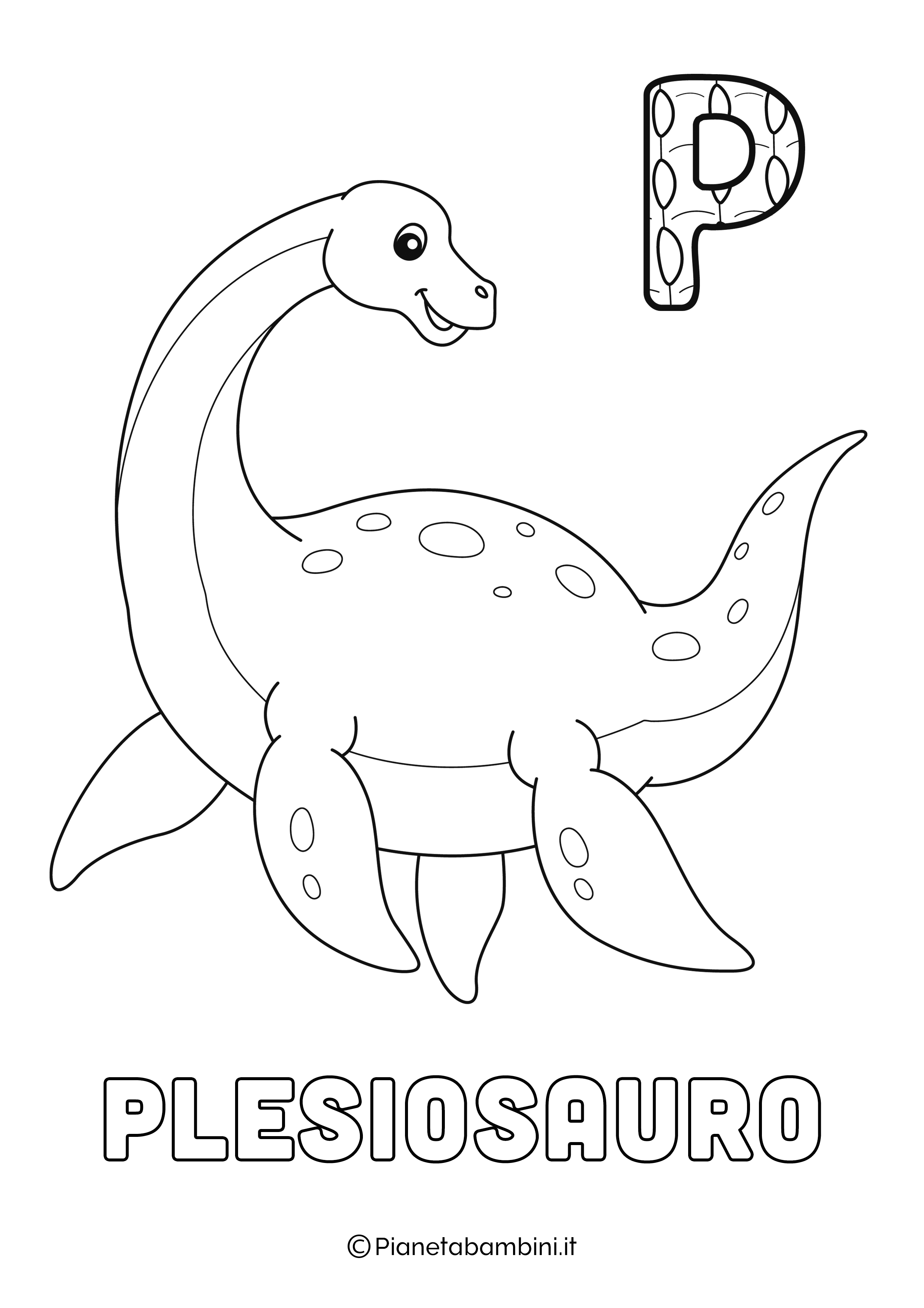 Alfabeto Dinosauri Lettera P da stampare
