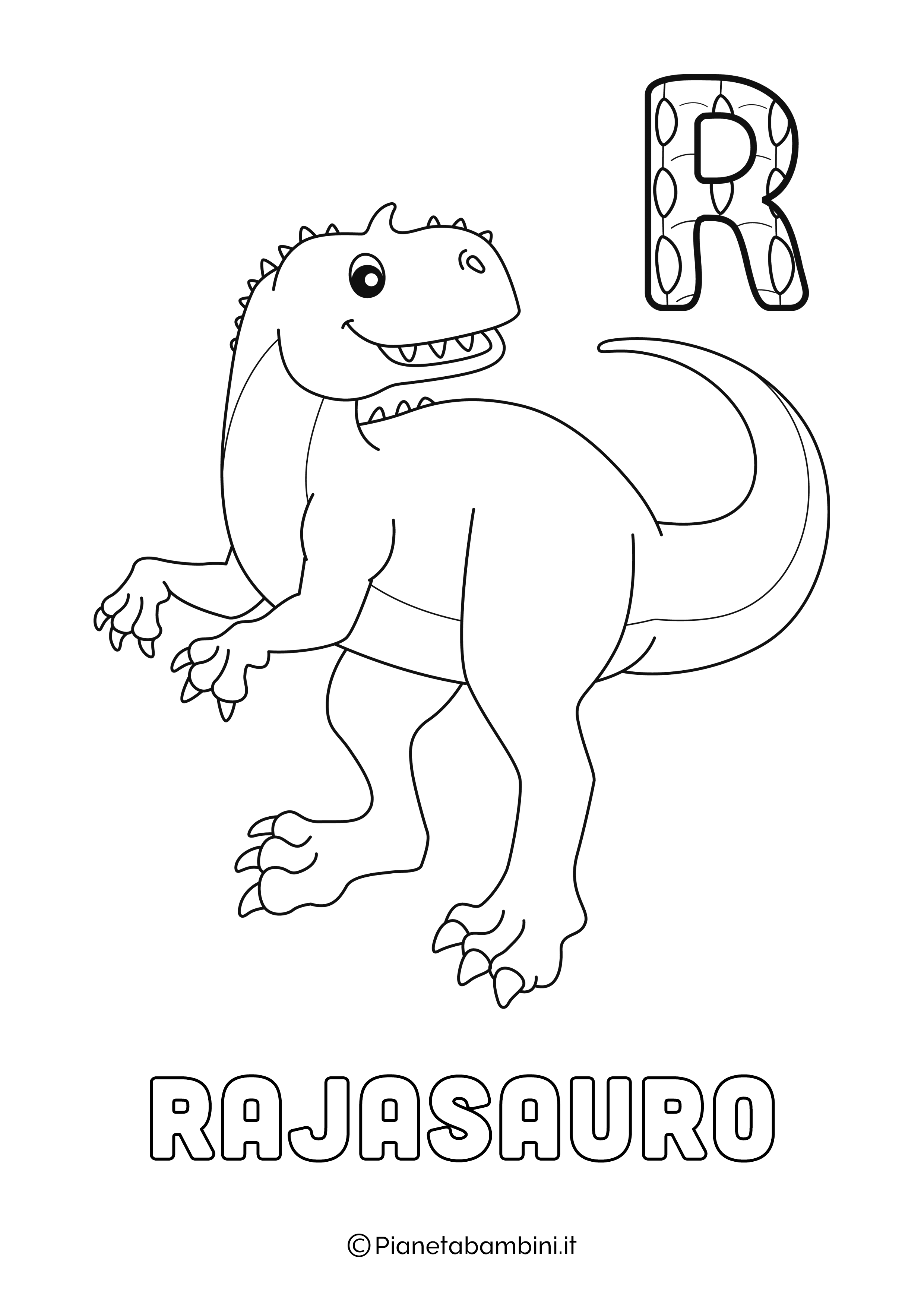 Alfabeto Dinosauri Lettera R da stampare