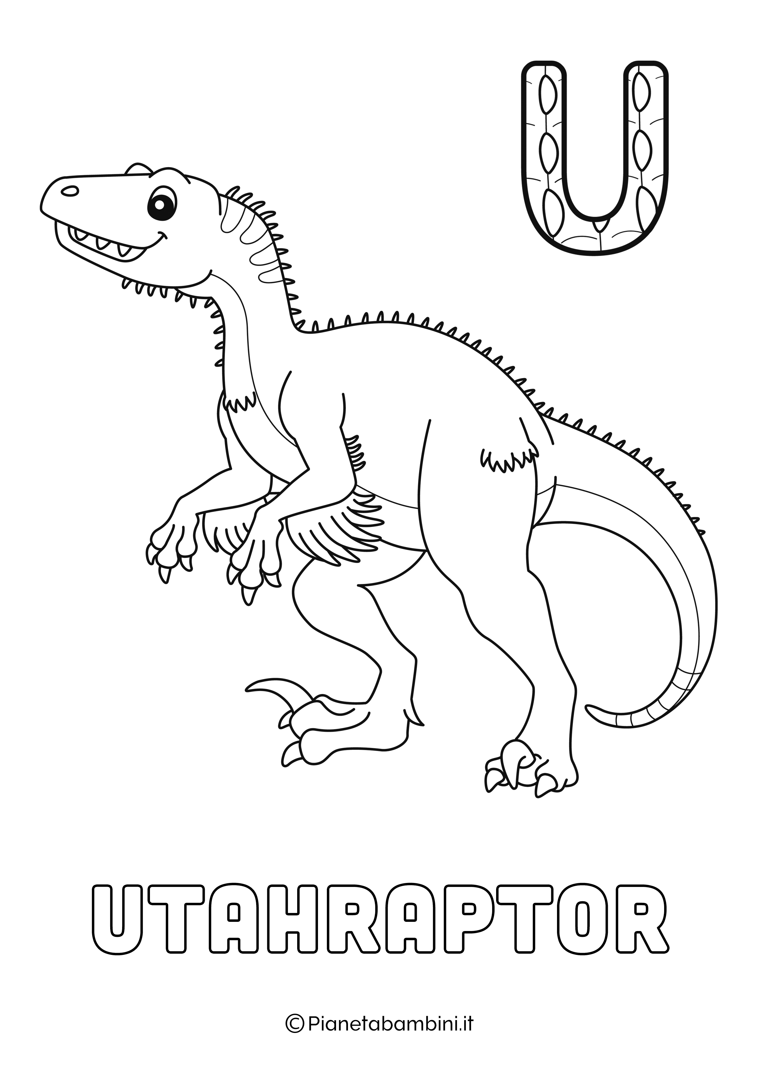 Alfabeto Dinosauri Lettera U da stampare