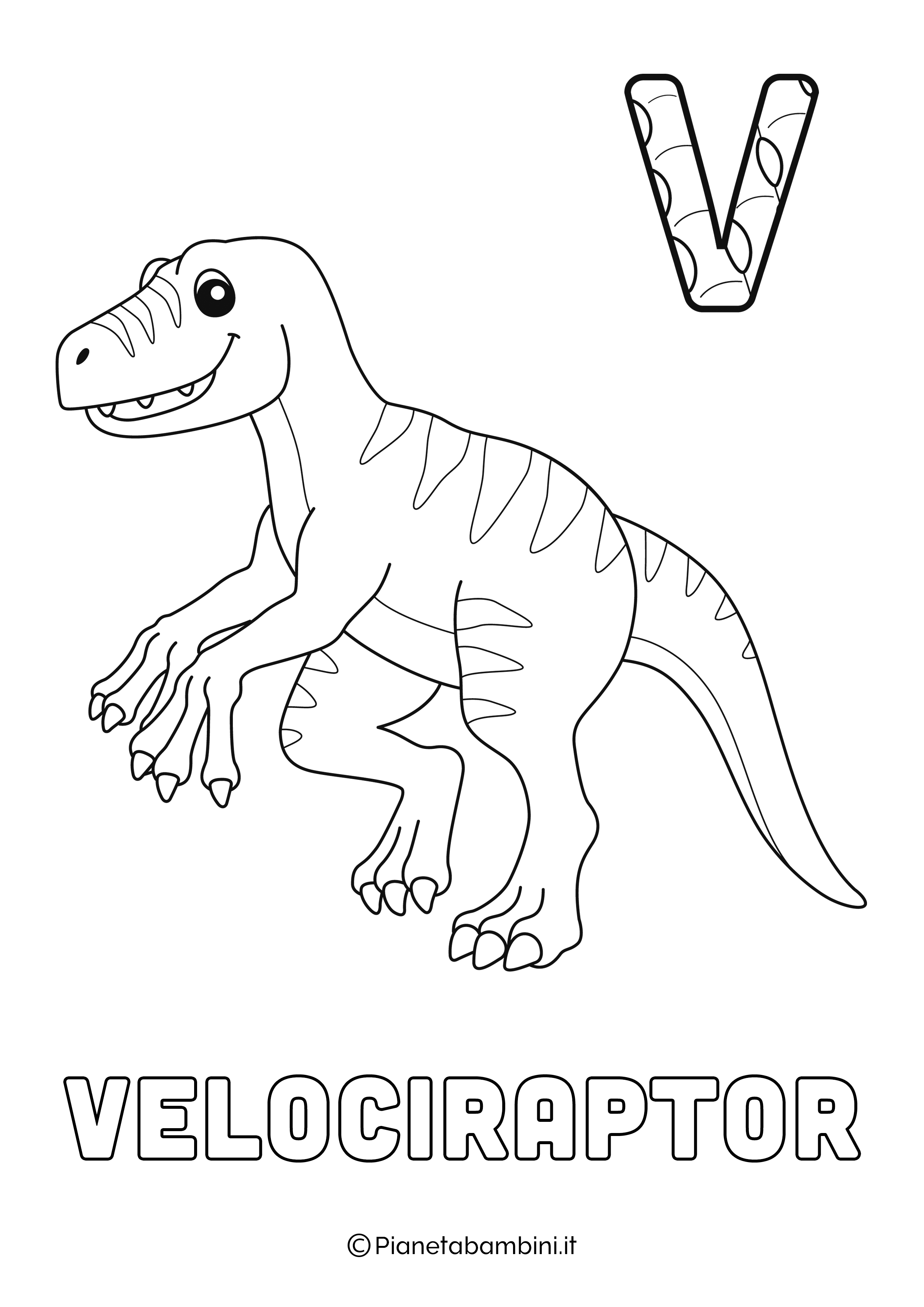 Alfabeto Dinosauri Lettera V da stampare