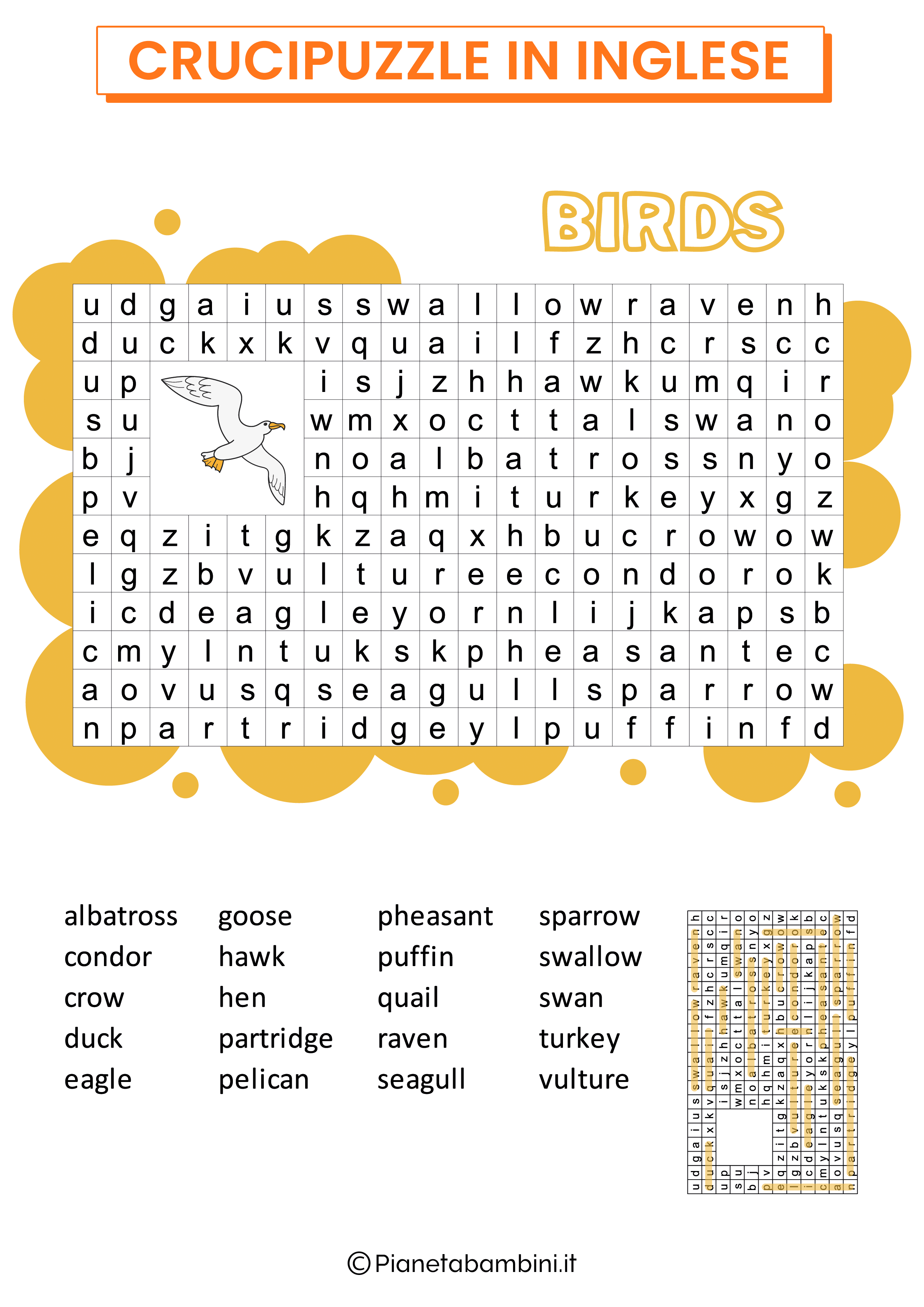 Crucipuzzle Inglese Birds da stampare