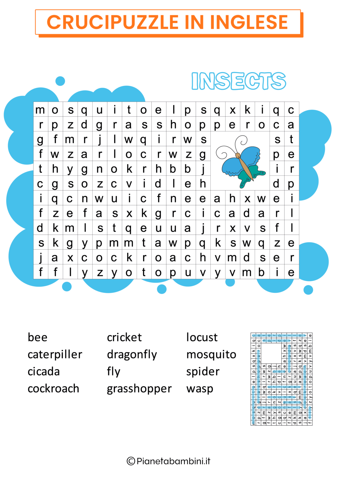 20 Crucipuzzle in Inglese da Stampare per Bambini