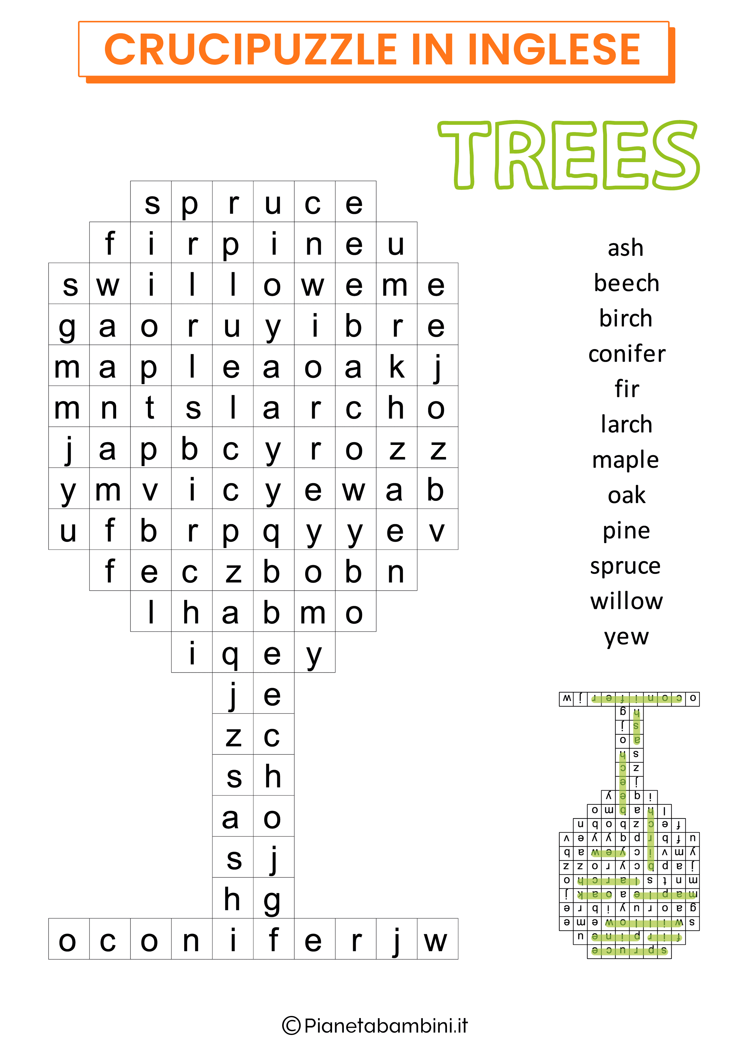 Crucipuzzle Inglese Trees da stampare