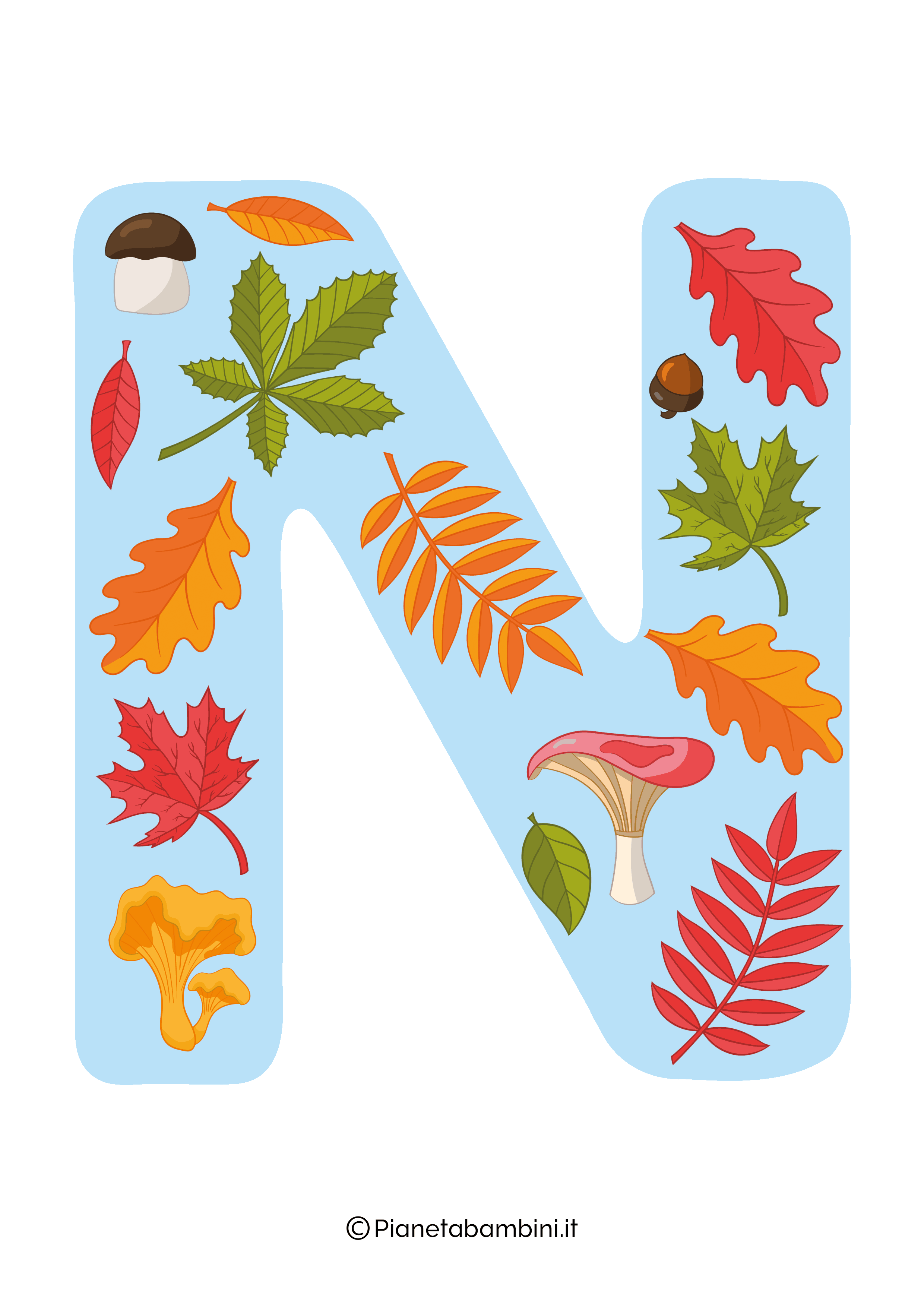 Lettera N dello striscione sull'autunno da stampare