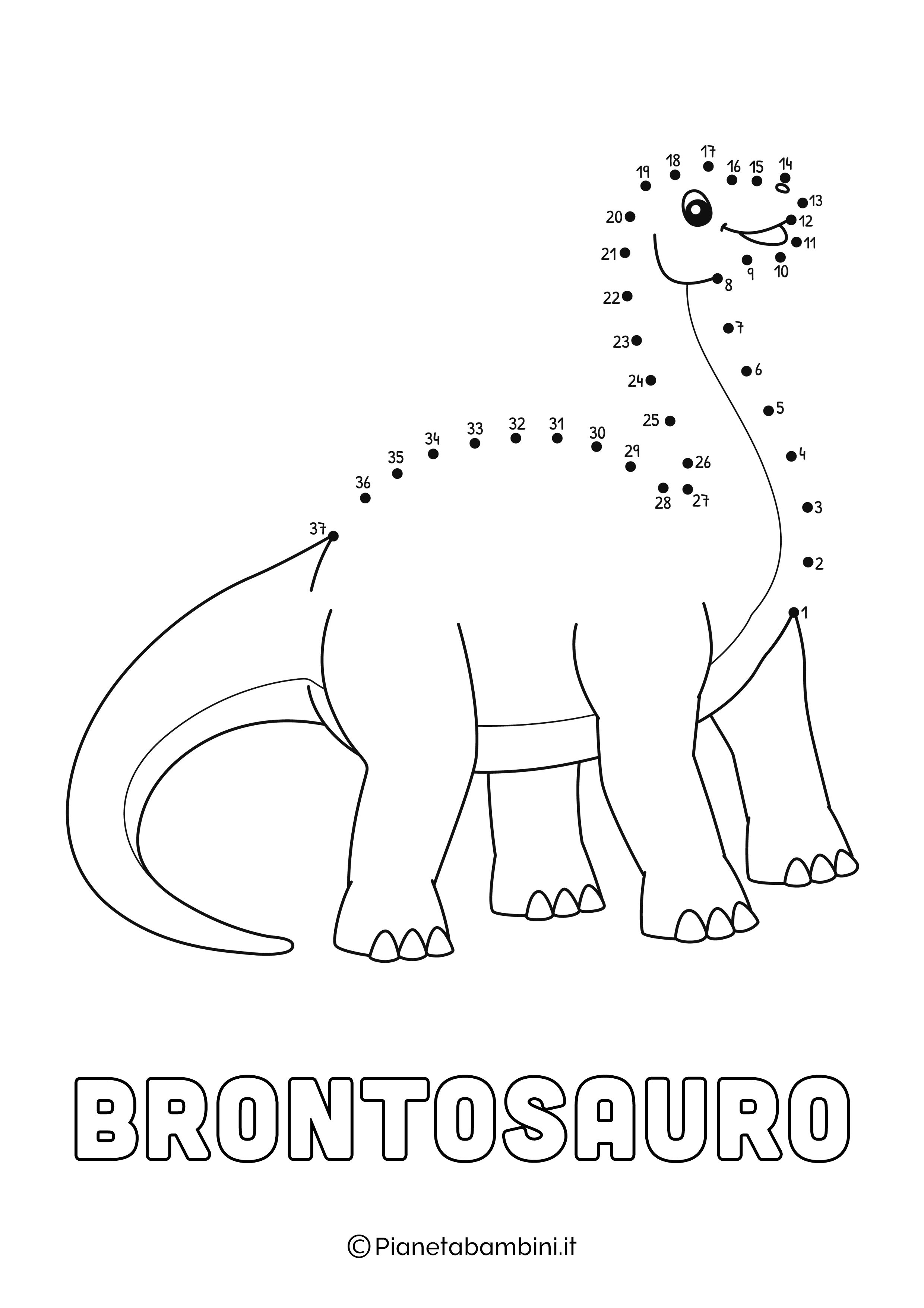 Disegno Unisci Puntini Brontosauro