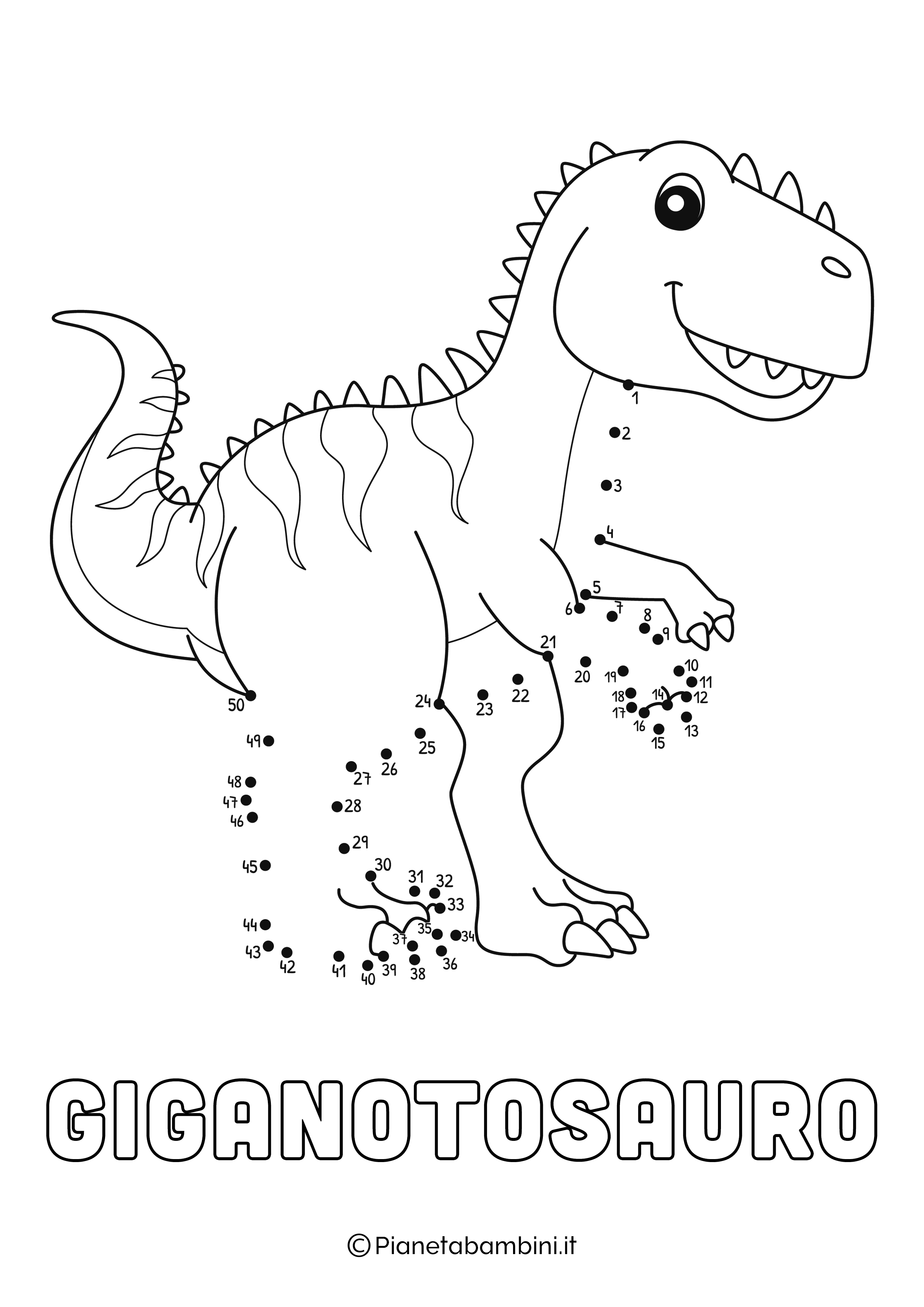 Disegno Unisci Puntini Giganotosauro