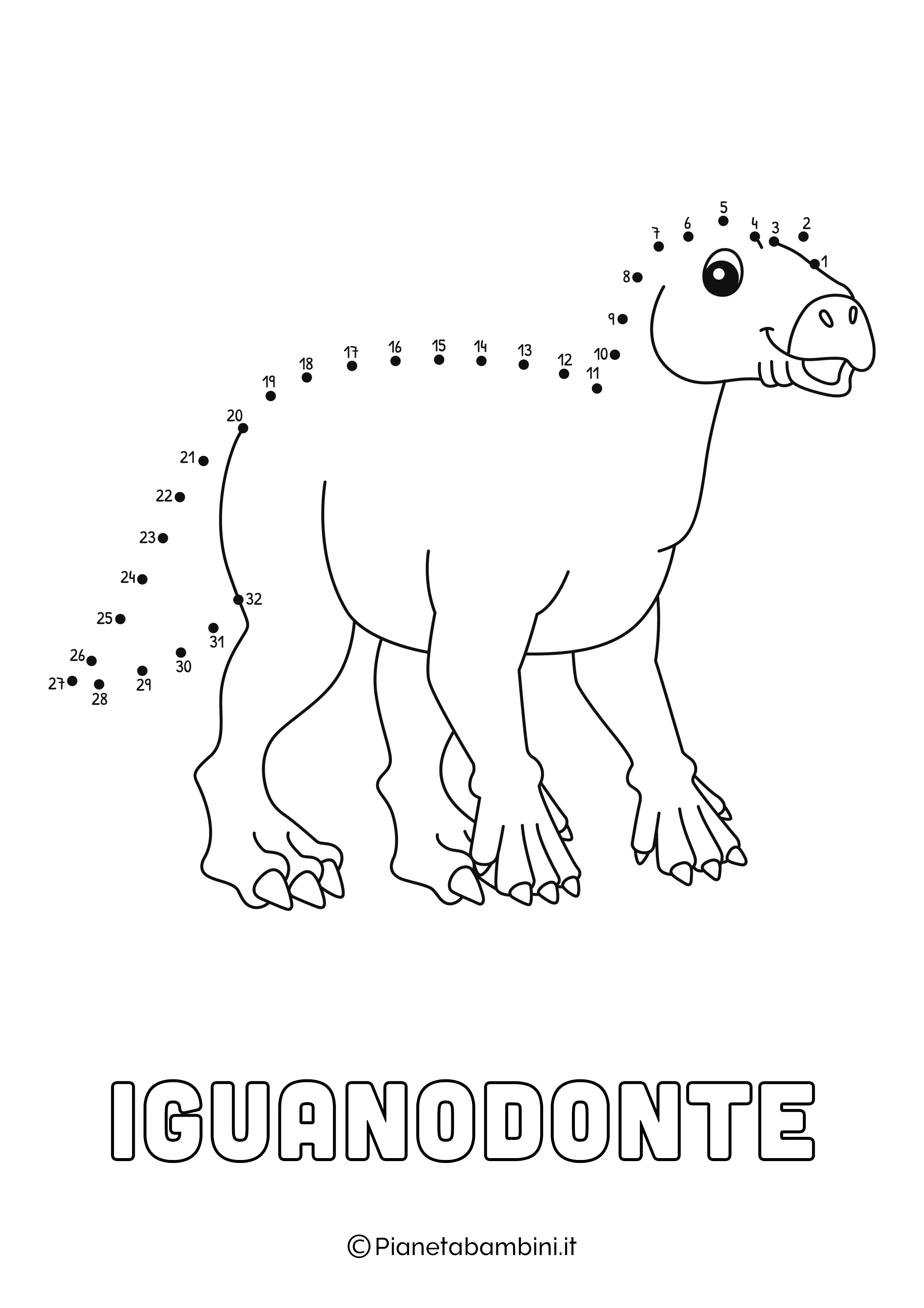 Disegno Unisci Puntini Iguanodonte