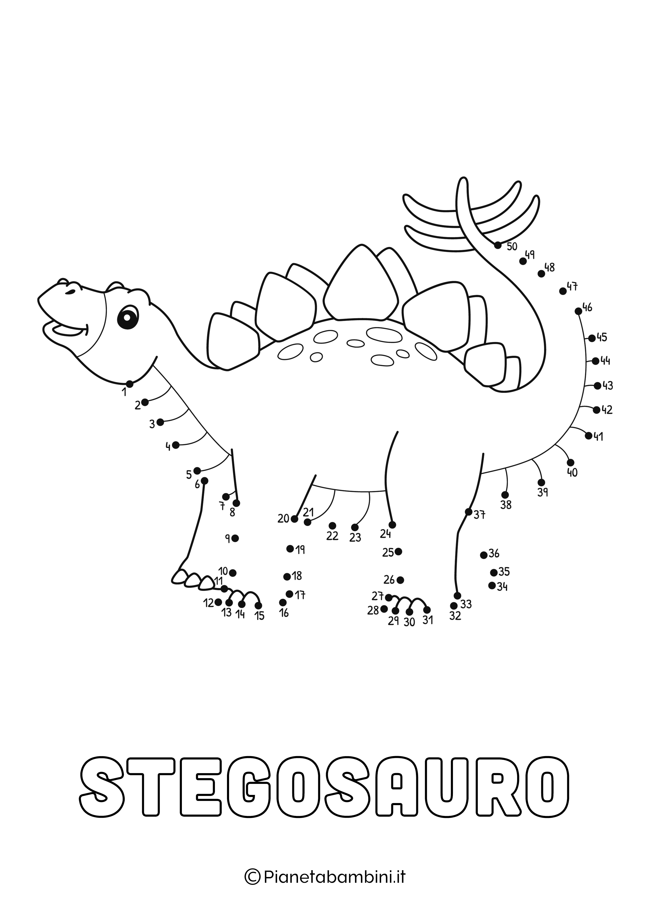 Disegno Unisci Puntini Stegosauro