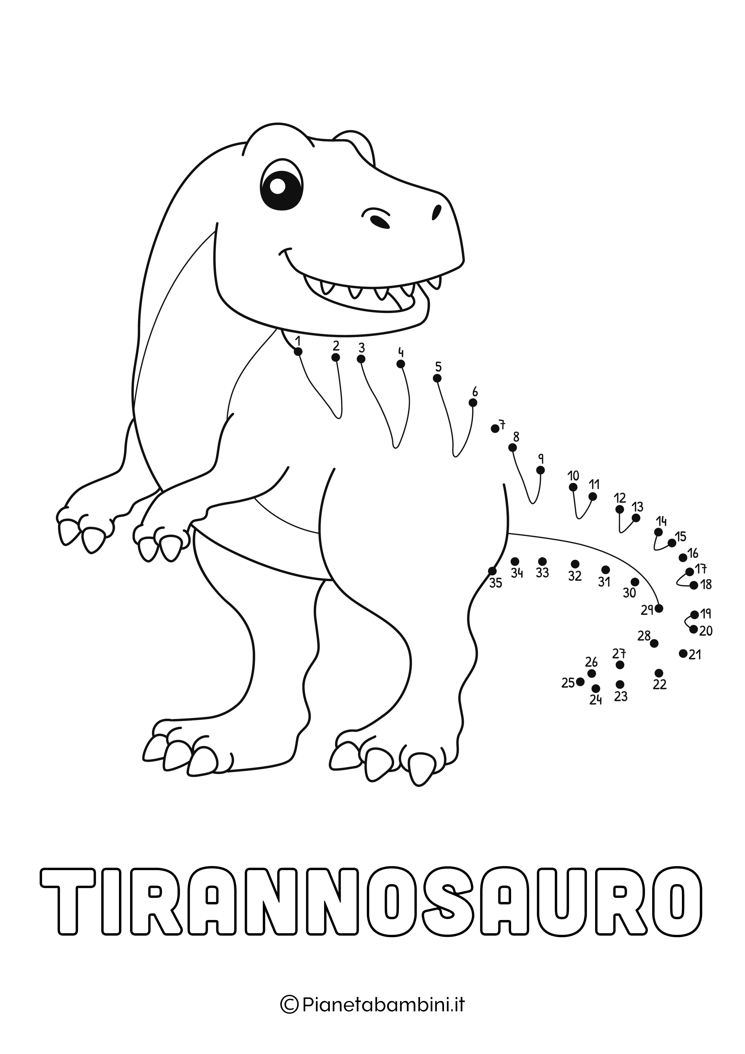 Disegno Unisci Puntini Tirannosauro