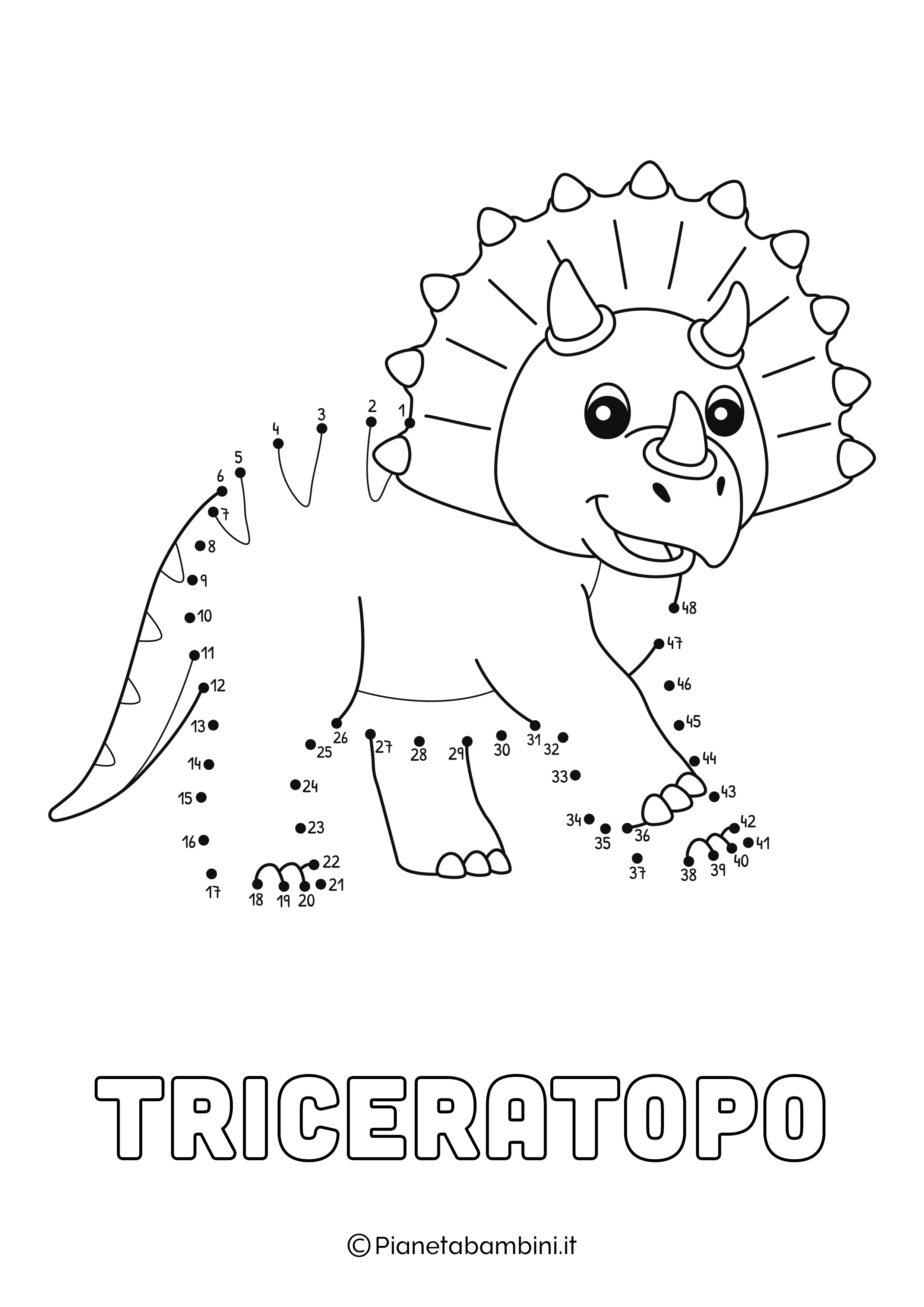 Disegno Unisci Puntini Triceratopo