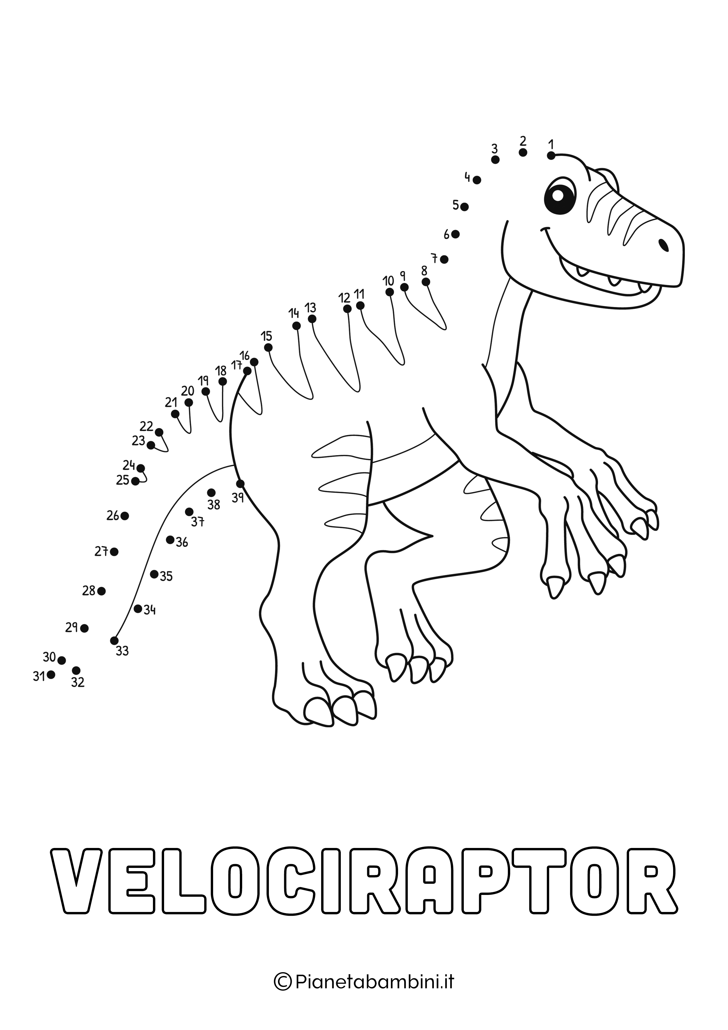 Disegno Unisci Puntini Velociraptor