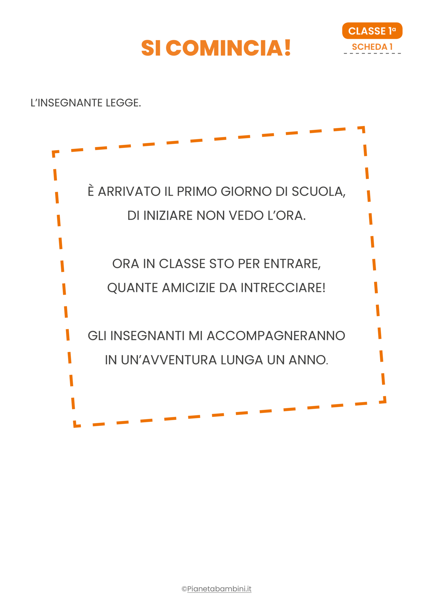 Schede Di Accoglienza Per La Classe Prima | PianetaBambini.it