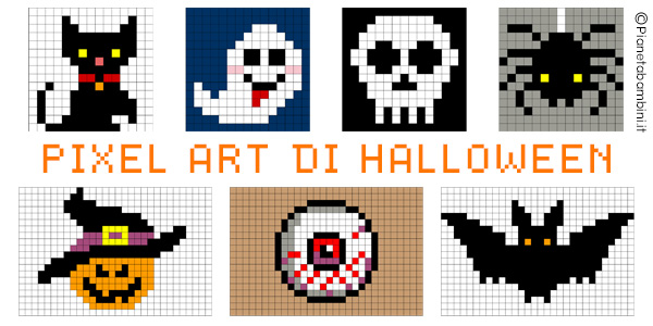 Schede di Pixel Art di Halloween per la scuola primaria