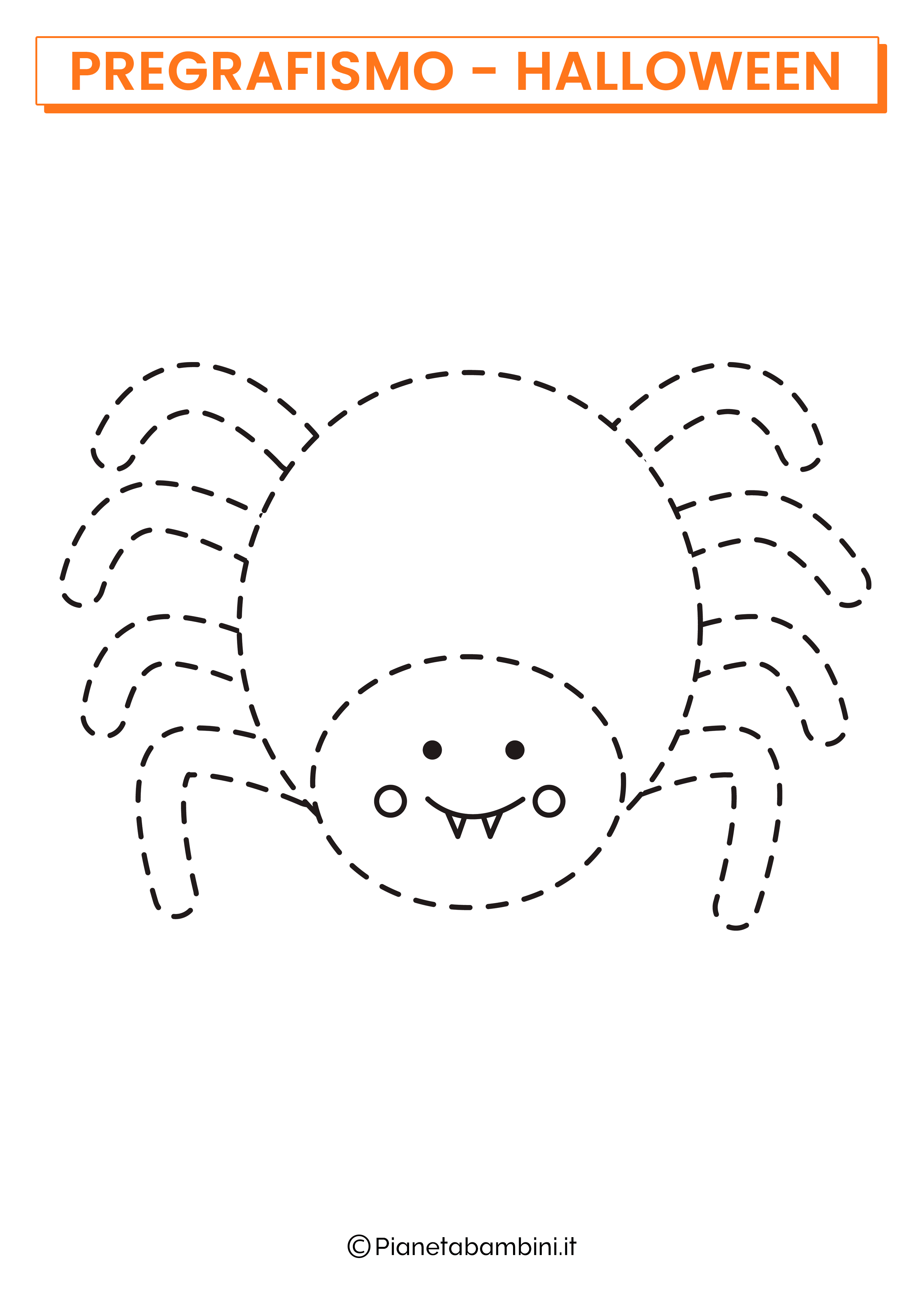 Scheda di pregrafismo di Halloween sul ragno