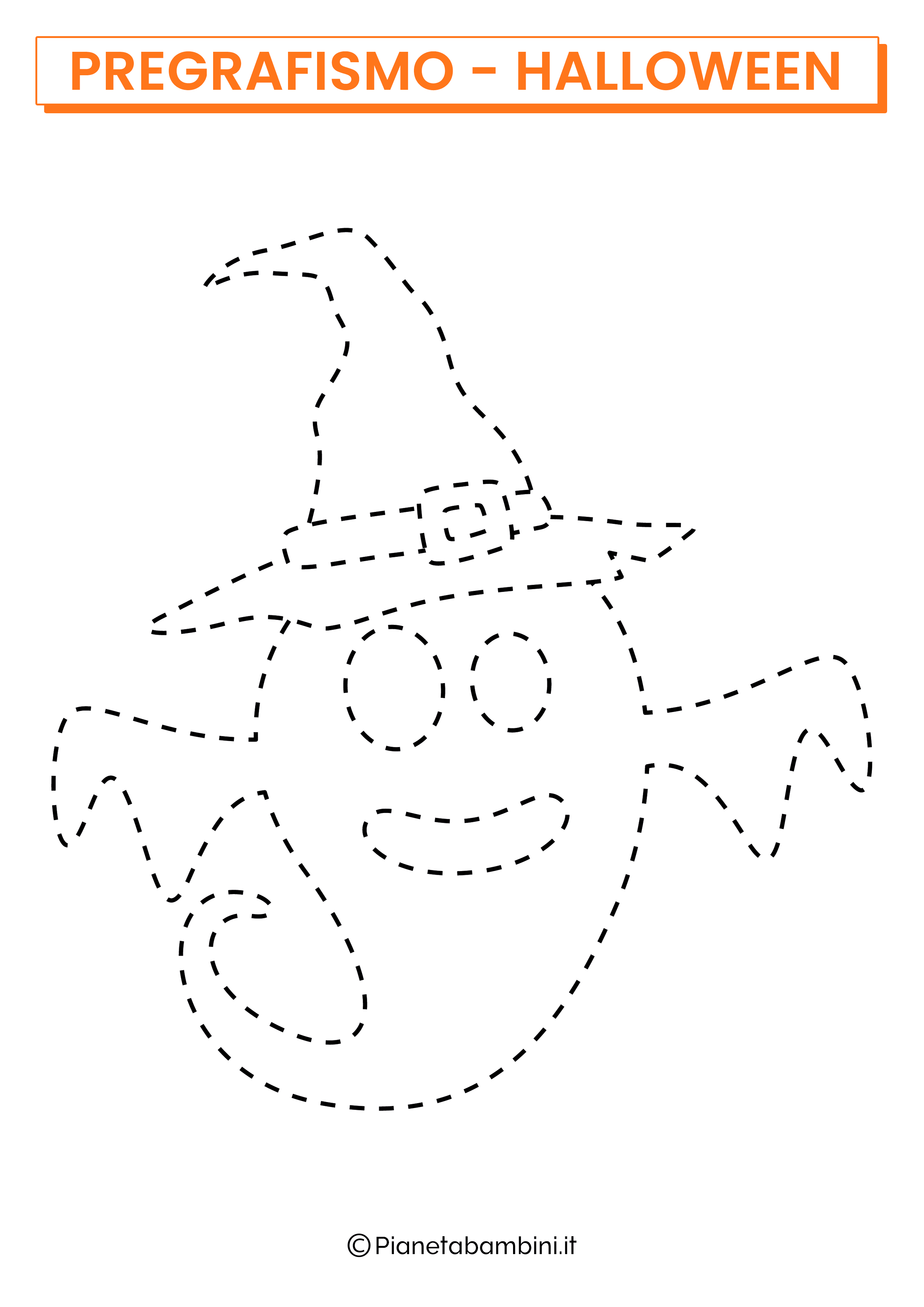 Scheda di pregrafismo di Halloween sul fantasma con cappello
