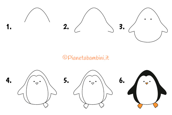 Passaggi per disegnare un pinguino