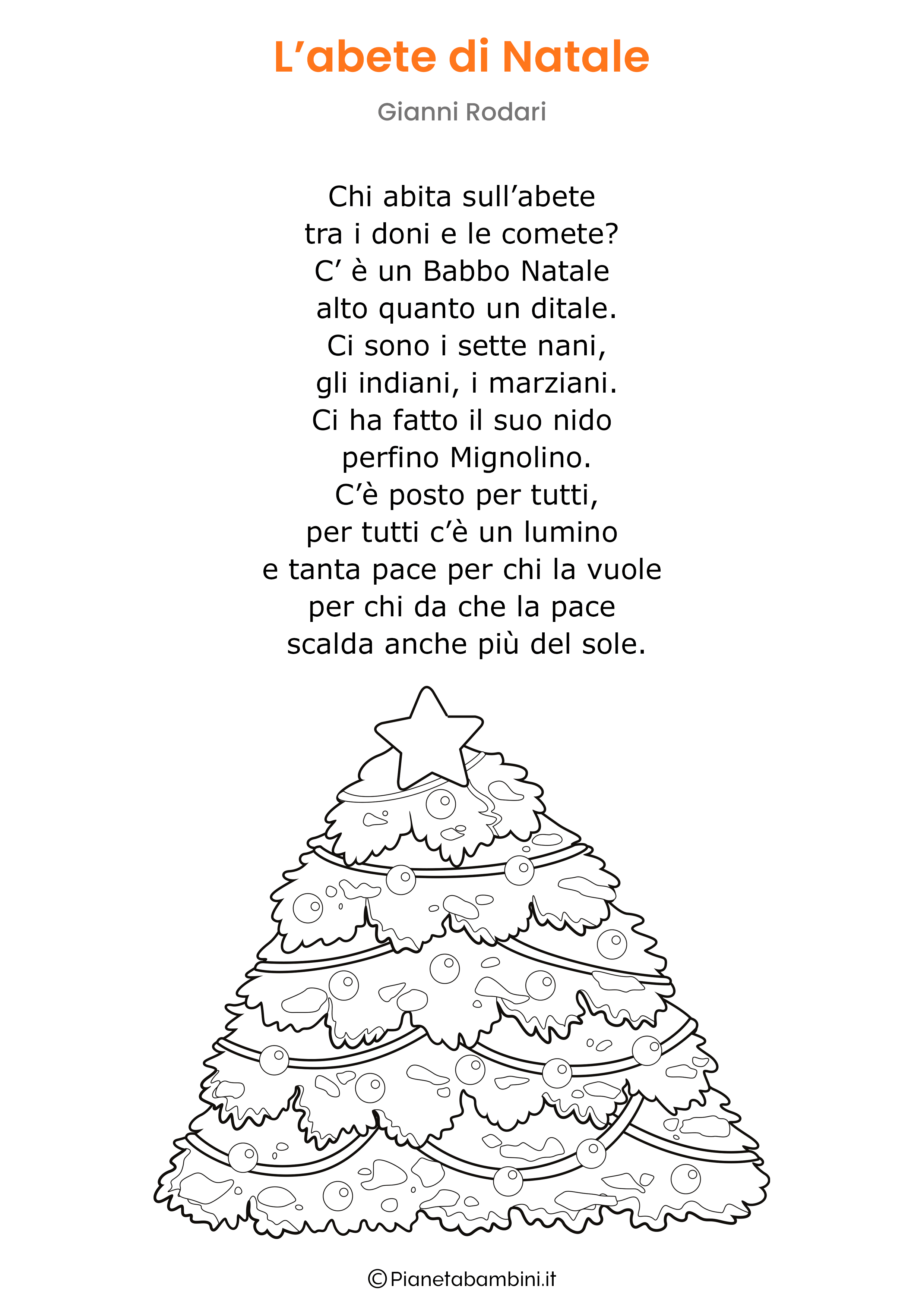Poesia Abete Di Natale di Gianni Rodari da stampare